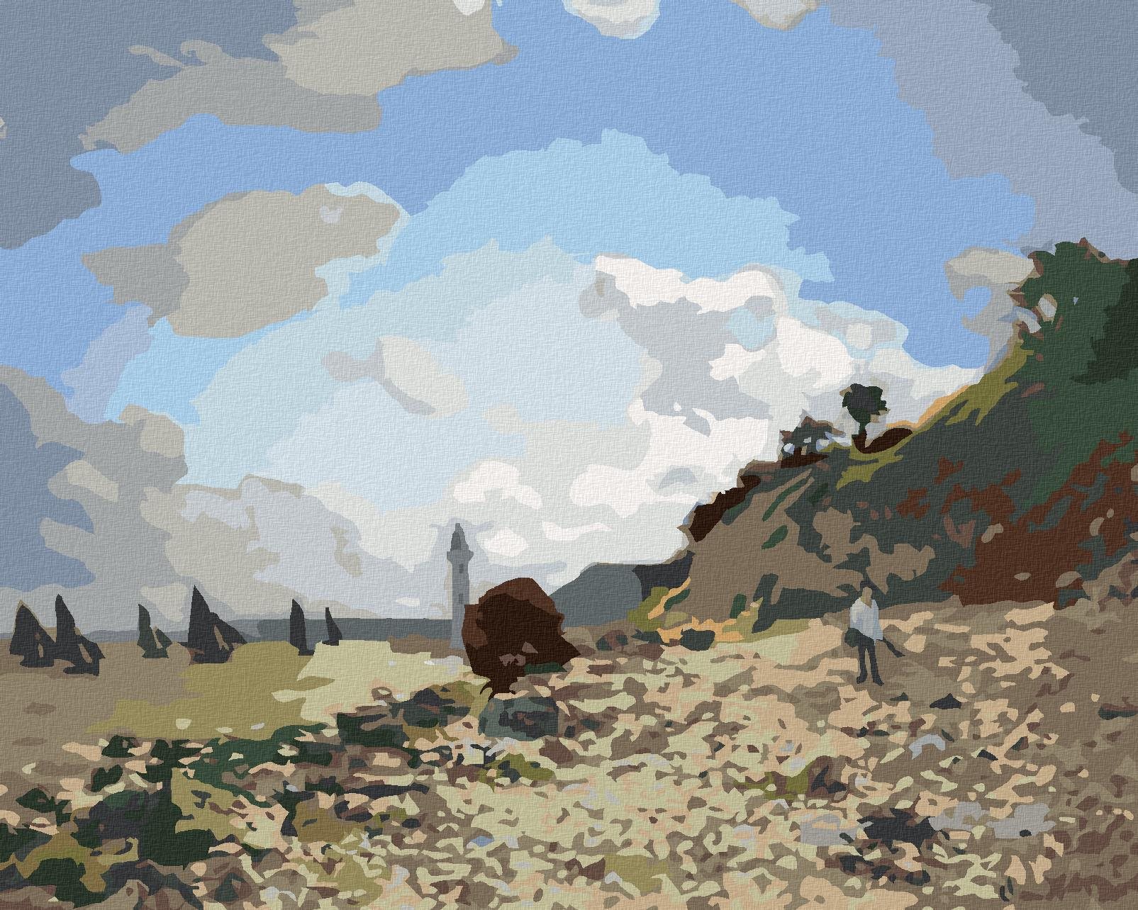 Zuty – Maľovanie Podľa Čísel – Pláž V Honfleuru (Claude Monet), 40 × 50 cm, Plátno + Rám