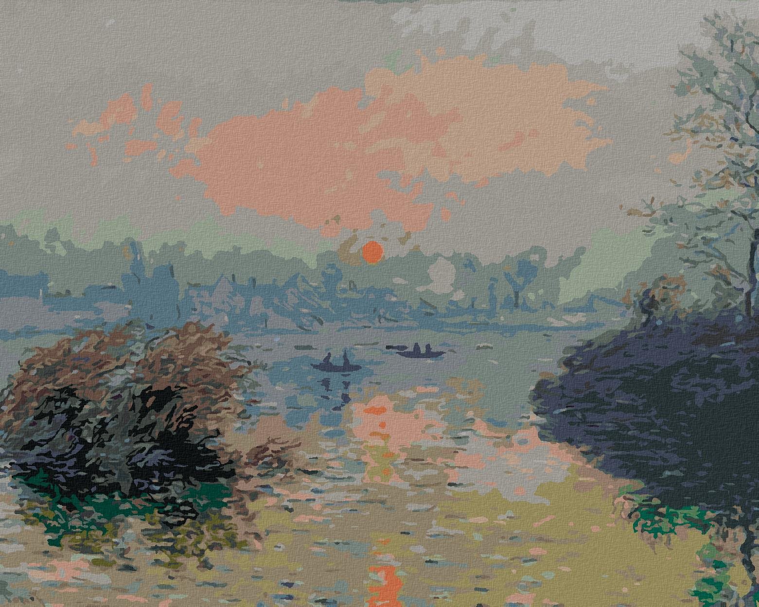 Zuty – Maľovanie Podľa Čísel – Le Coucher De Soleil Sur La Seine (Claude Monet), 80 × 100 cm, Plátno