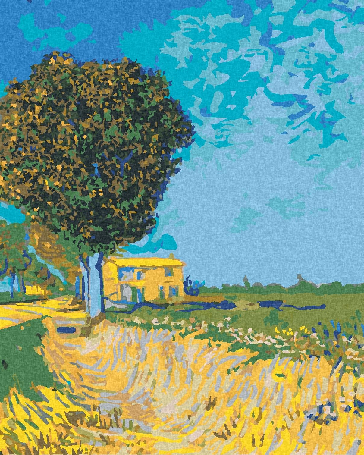 Zuty – Maľovanie Podľa Čísel – Aleja V Arles S Domami (Vincent Van Gogh), 80 × 100 cm, Plátno + Rám