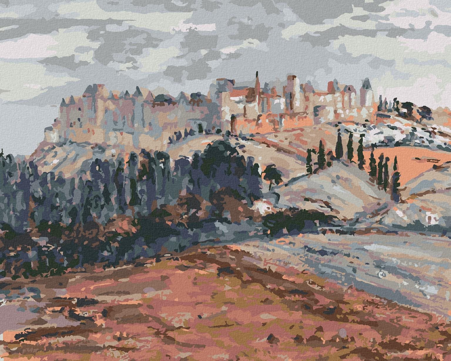 Zuty – Maľovanie Podľa Čísel – Opevnený Hrad (Georgette Agutte), 40 × 50 cm, Plátno + Rám