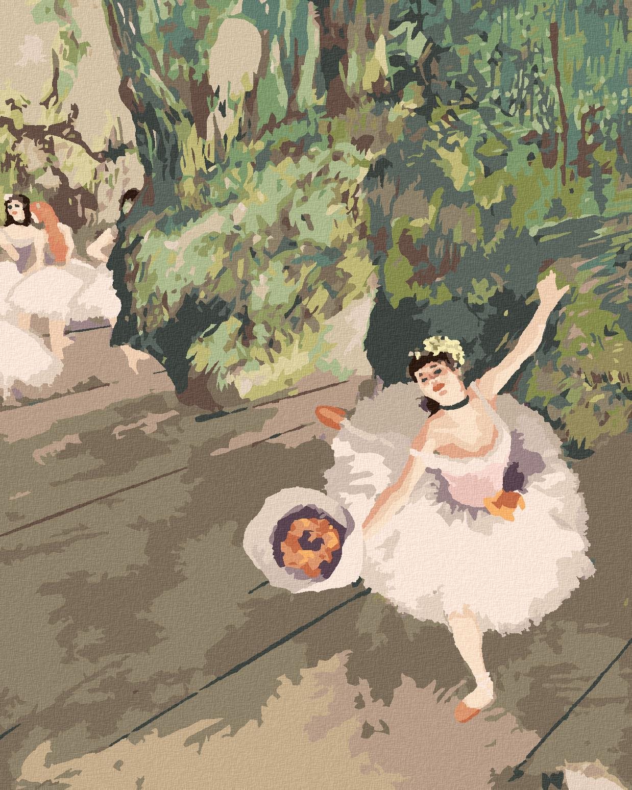 Zuty – Maľovanie Podľa Čísel – Tanečnica S Kyticou Kvetov (Edgar Degas), 80 × 100 cm, Plátno