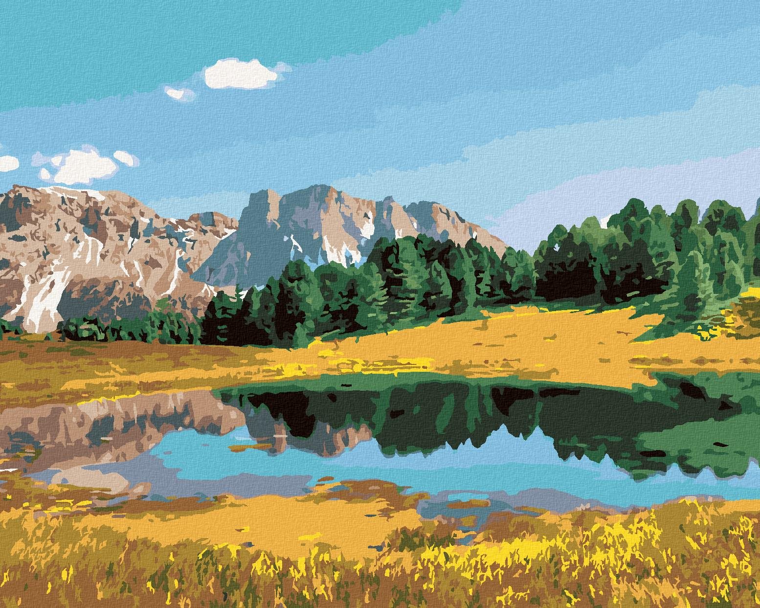 Zuty – Maľovanie Podľa Čísel – Les, Hory A Jazero, 40 × 50 cm, Plátno