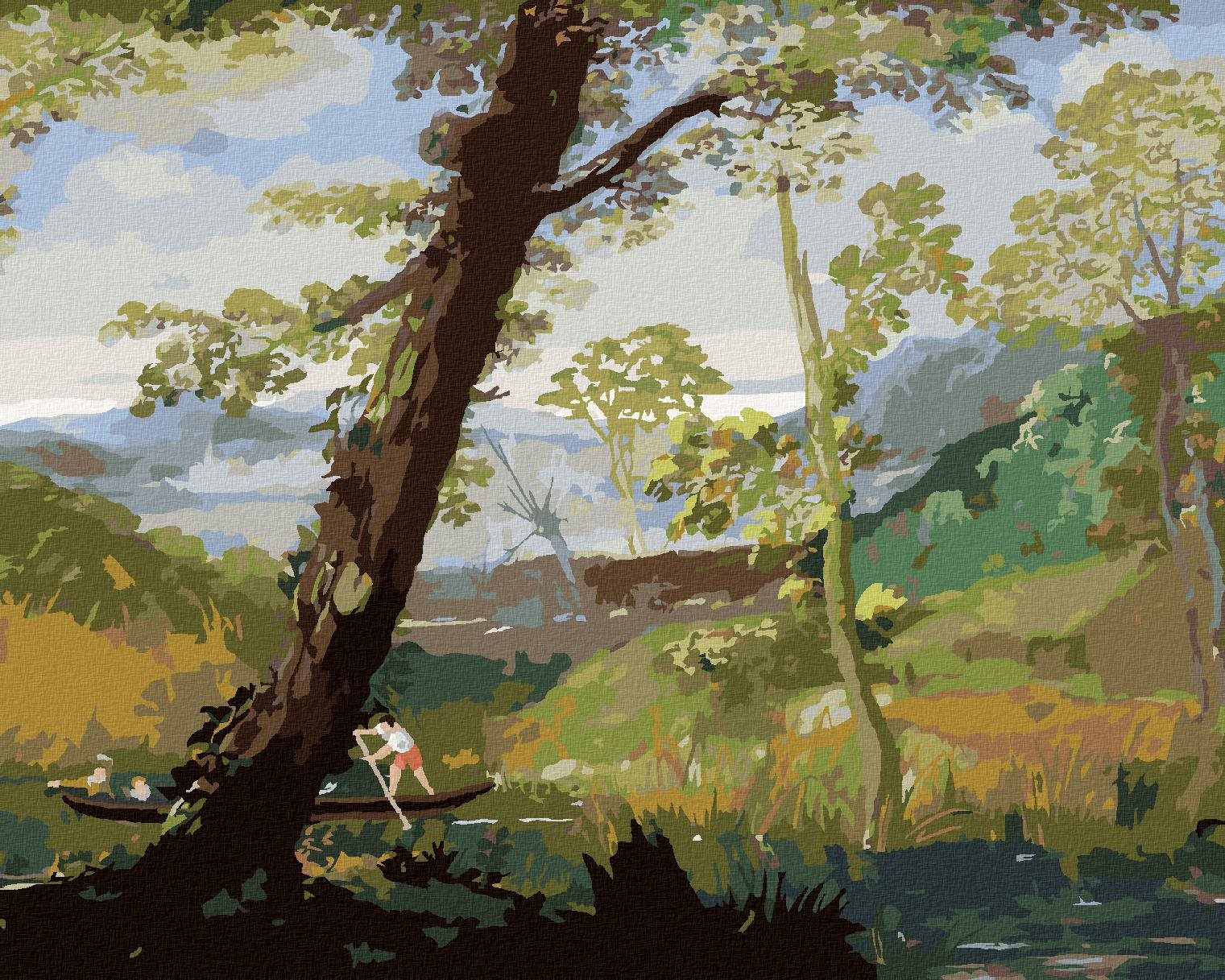 Zuty – Maľovanie Podľa Čísel – Riečna Krajina (Annibale Carracci), 40 × 50 cm, Plátno + Rám