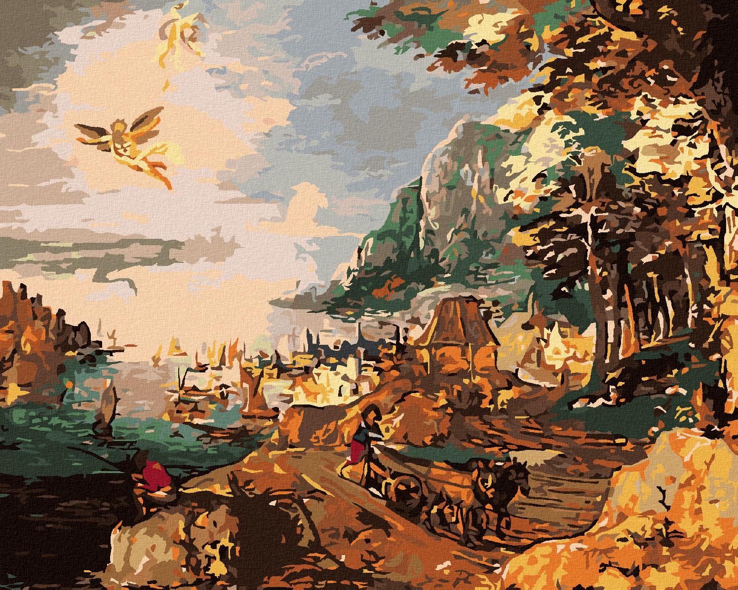 Zuty – Maľovanie Podľa Čísel – Krajina S Pádom Ikara (Joos De Momper Ml), 40 × 50 cm, Plátno