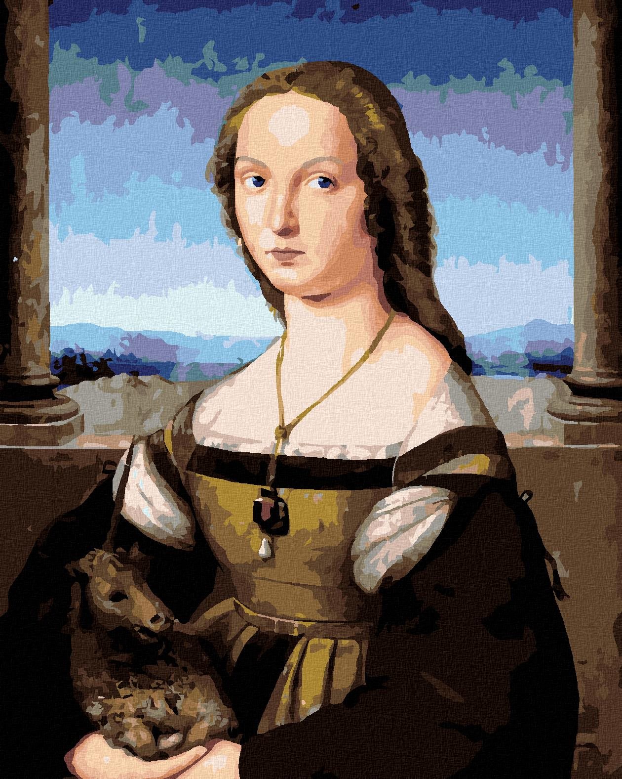 Zuty – Maľovanie Podľa Čísel – Dáma S Jednorožcom (Raffaello Santi), 80 × 100 cm, Plátno