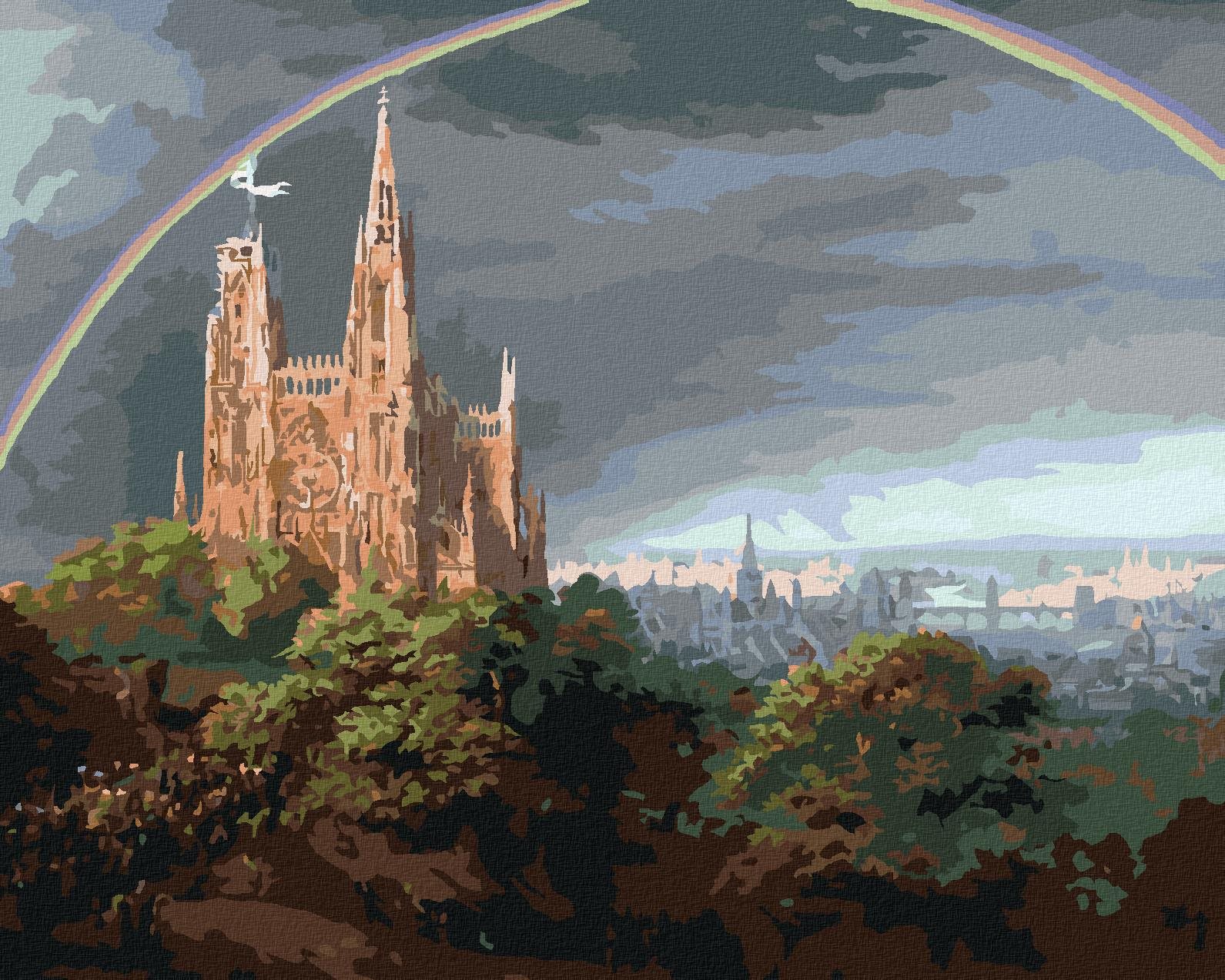 Zuty – Maľovanie Podľa Čísel – Stredoveké Mesto Na Brehoch Rieky (Karl Friedrich Schinkel), 80 × 100 cm, Plátno