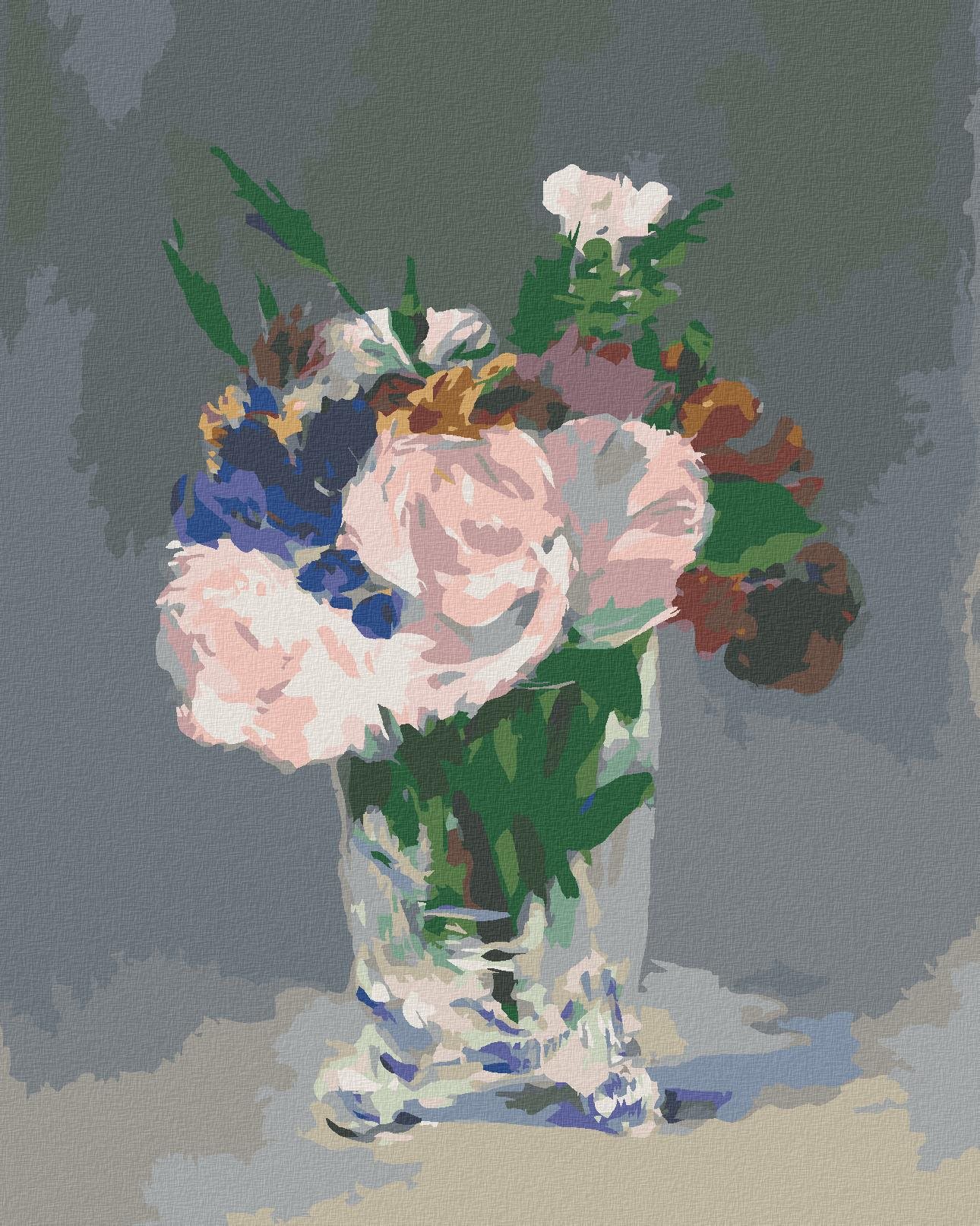 Zuty – Maľovanie Podľa Čísel – Kvety V Krištáľovej Váze (Édouard Manet), 80 × 100 cm, Plátno + Rám