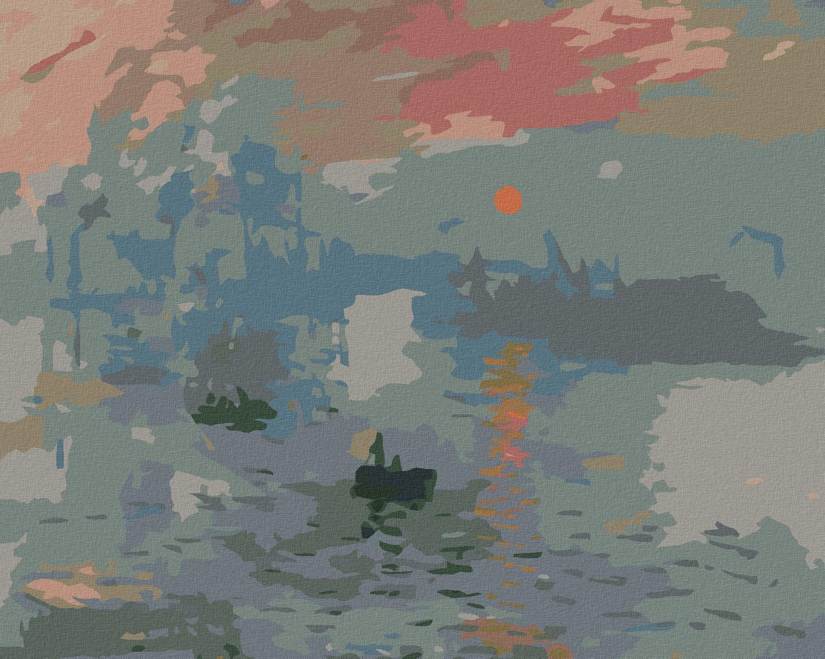 Zuty – Maľovanie Podľa Čísel – Dojem, Východ Slnka (Claude Monet), 40 × 50 cm, Plátno + Rám