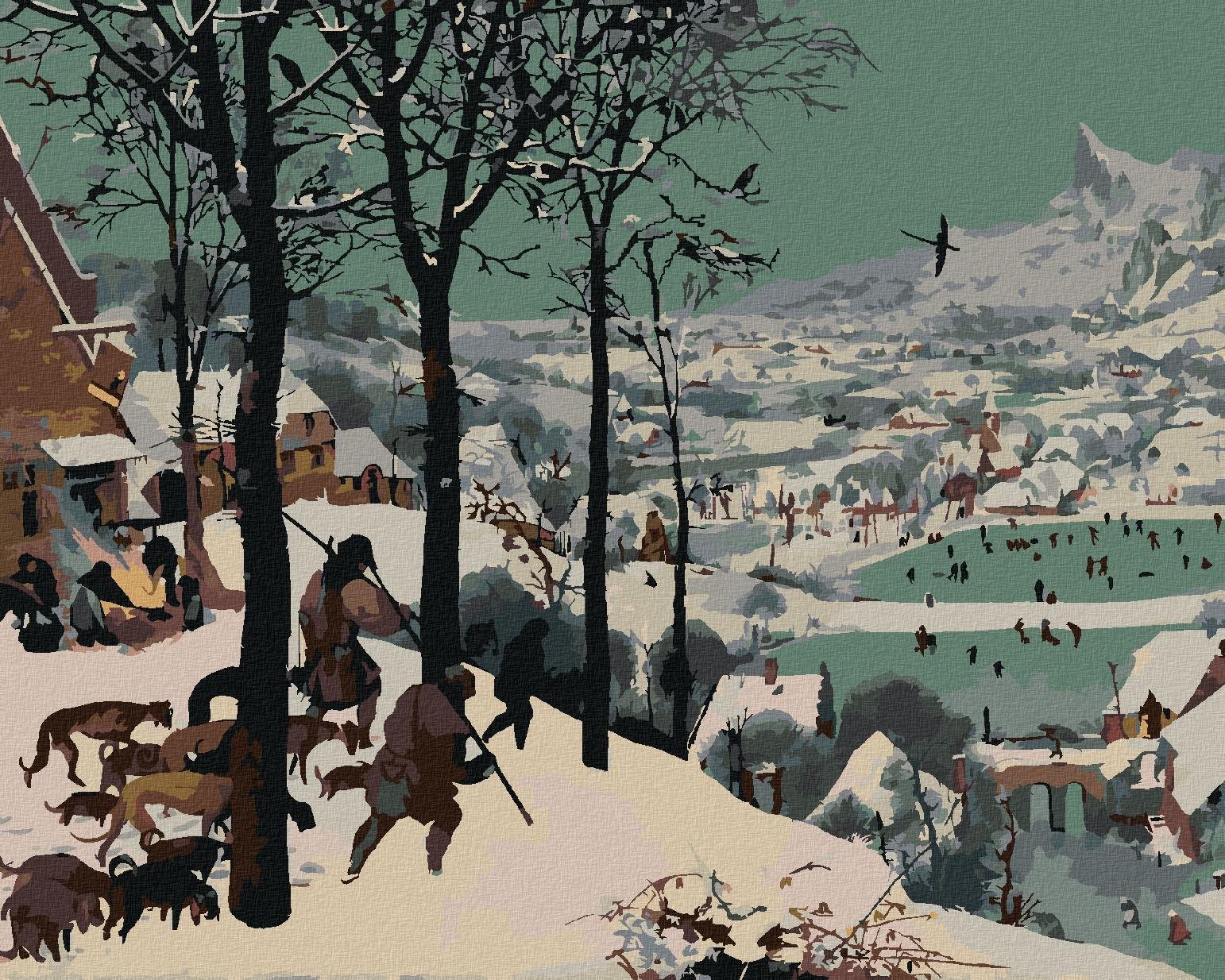 Zuty – Maľovanie Podľa Čísel – Lovci V Snehu (Pieter Bruegel), 40 × 50 cm, Plátno