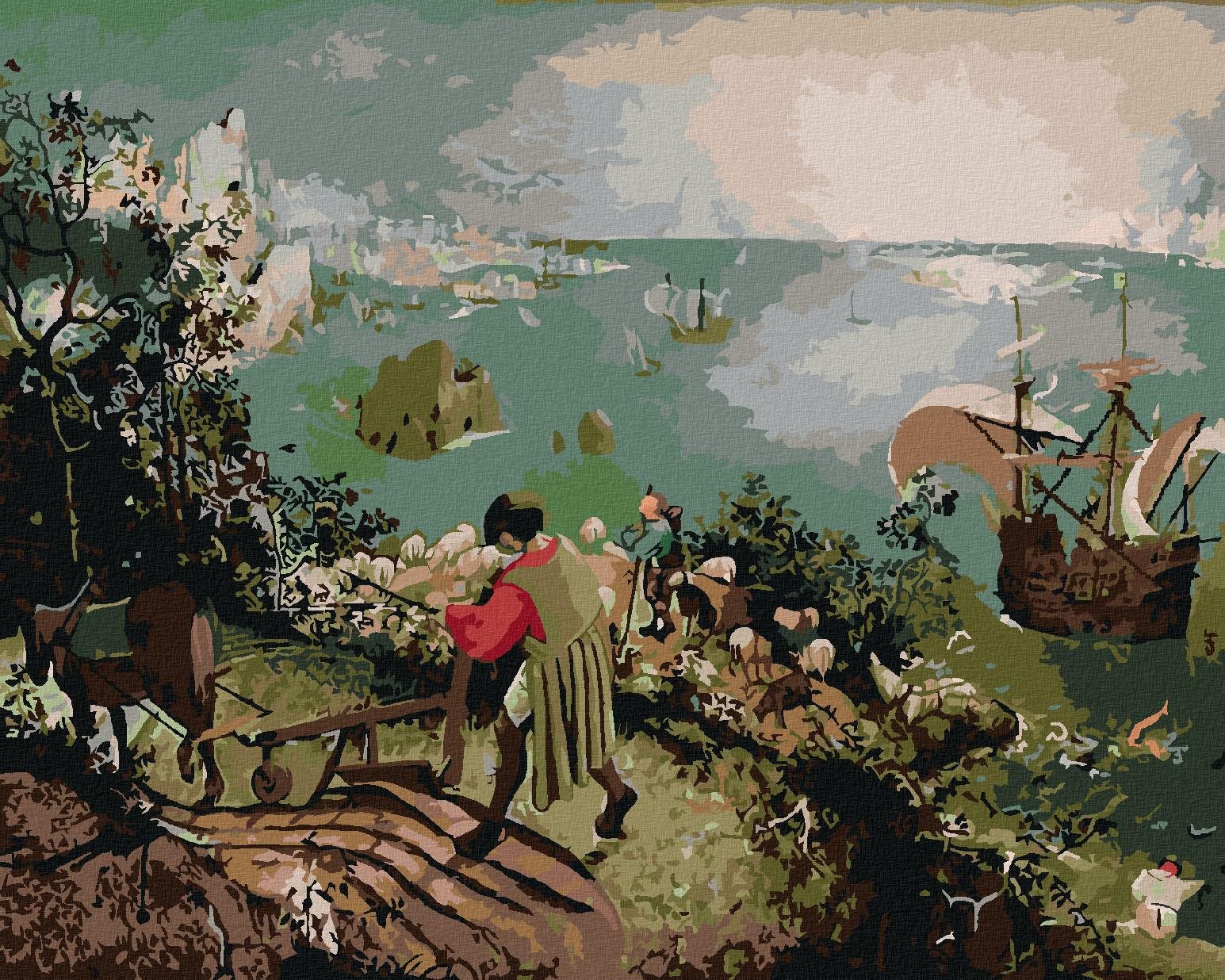Zuty – Maľovanie Podľa Čísel – Pád Ikarov (Pieter Bruegel), 80 × 100 cm, Plátno