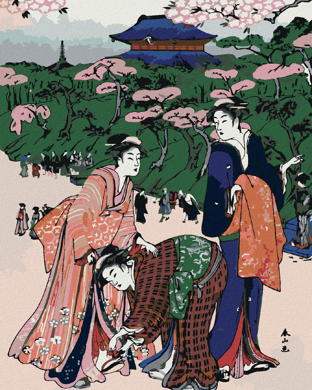 Zuty – Maľovanie Podľa Čísel – Japonsko A Rozkvitnuté Sakury, 40 × 50 cm, Plátno + Rám