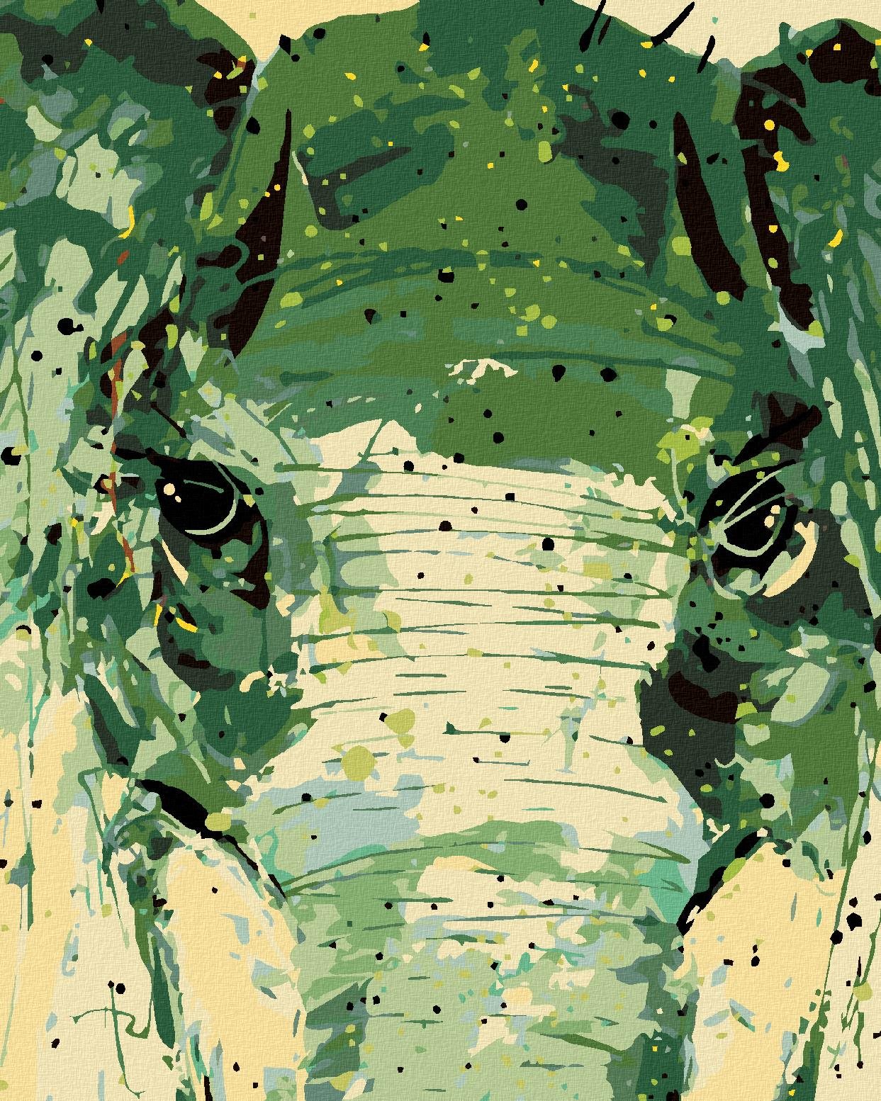 Zuty – Maľovanie Podľa Čísel – Maľovaný Abstraktný Slon, 80 × 100 cm, Plátno