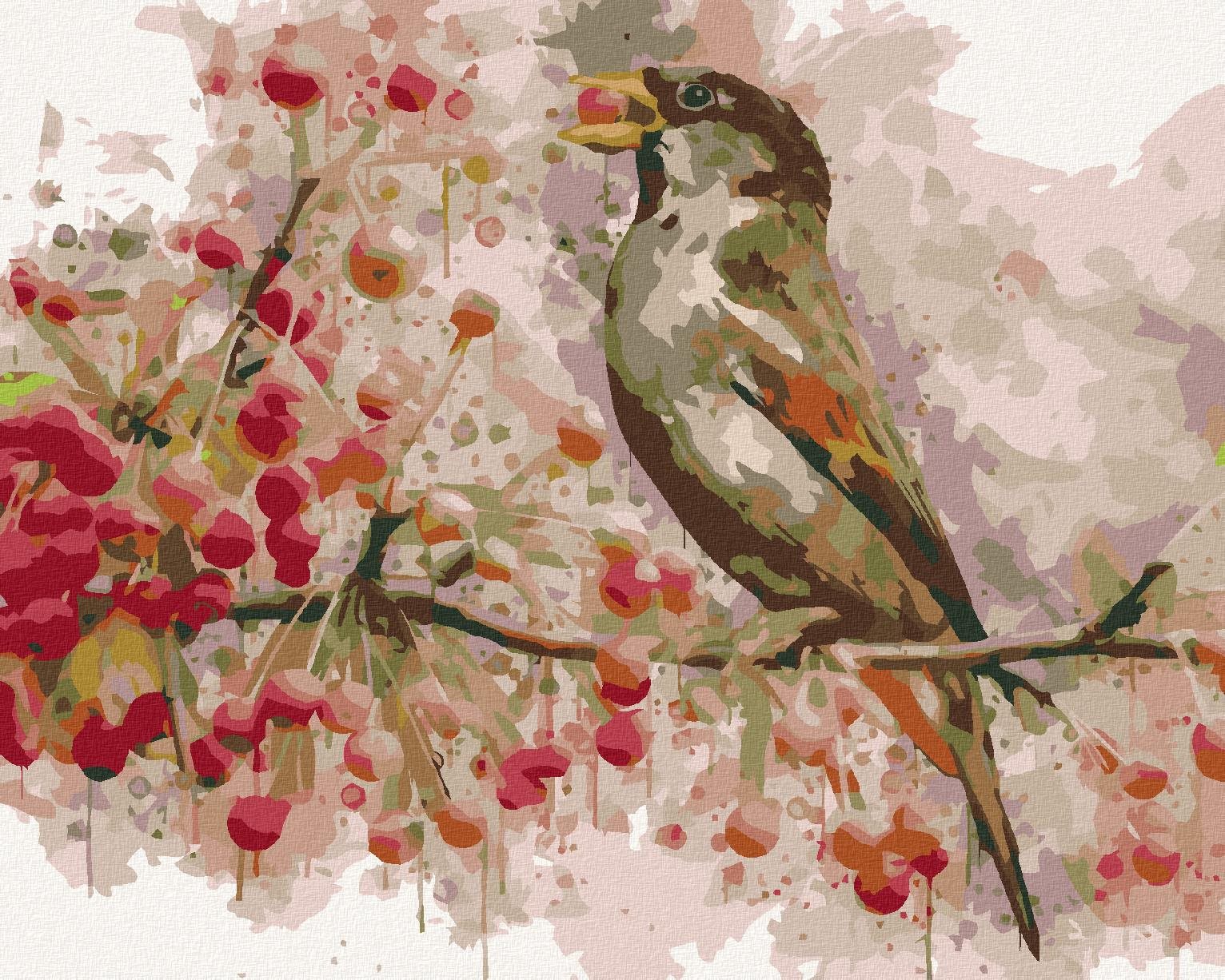 Zuty – Maľovanie Podľa Čísel – Vták A Jarabiny, 80 × 100 cm, Plátno