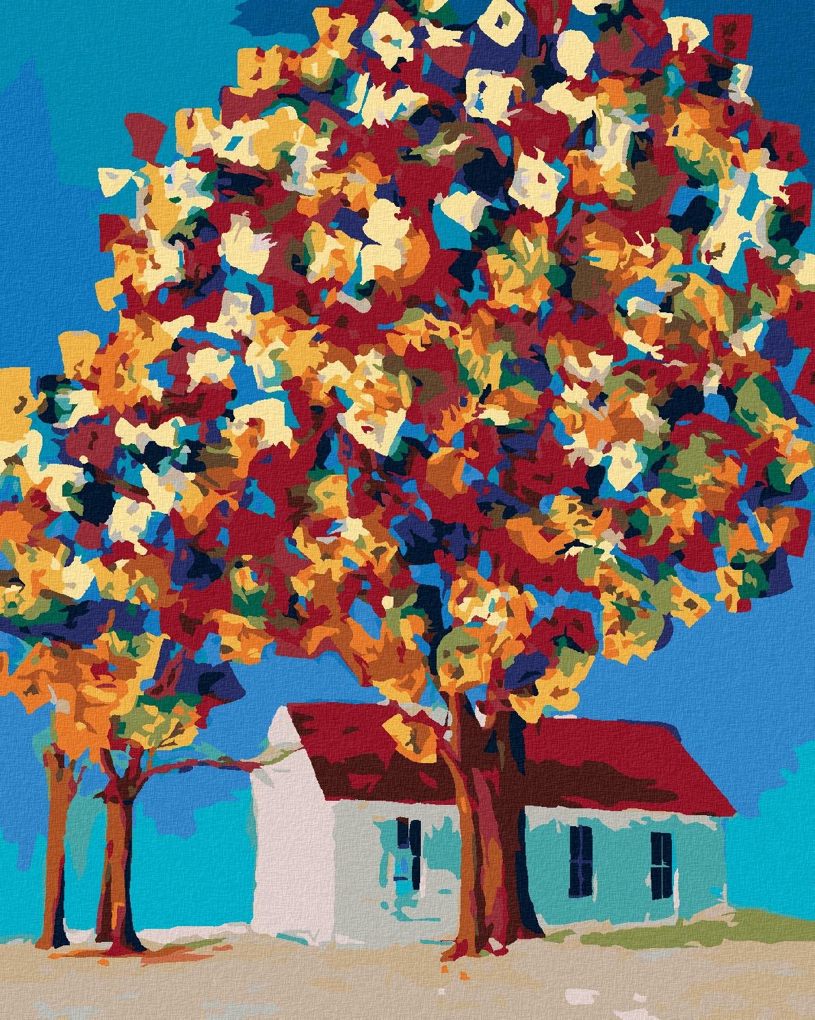 Zuty – Maľovanie Podľa Čísel – Farebné Stromy A Domček, 40 × 50 cm, Plátno