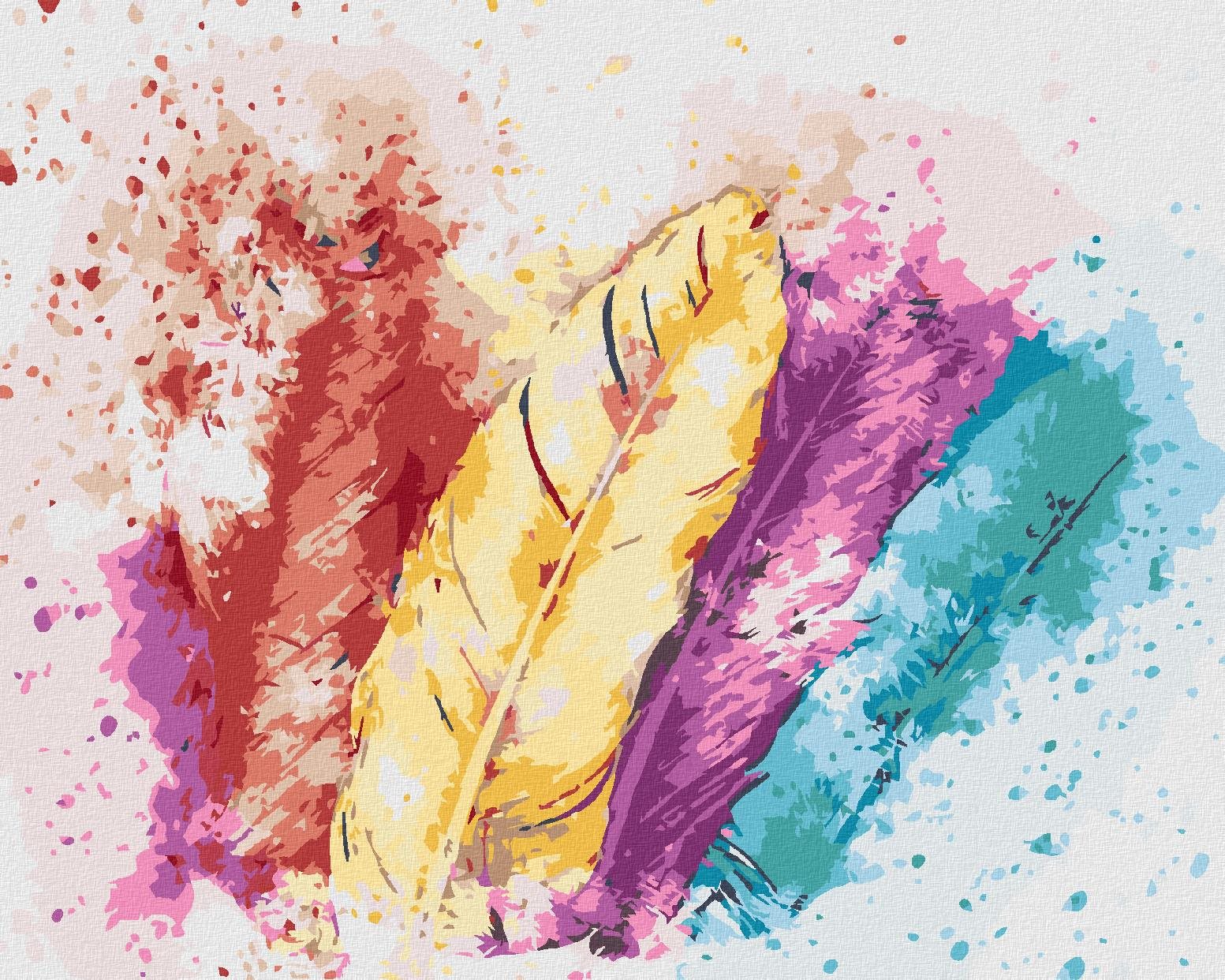 Zuty – Maľovanie Podľa Čísel – Farebné Pierka, 80 × 100 cm, Plátno