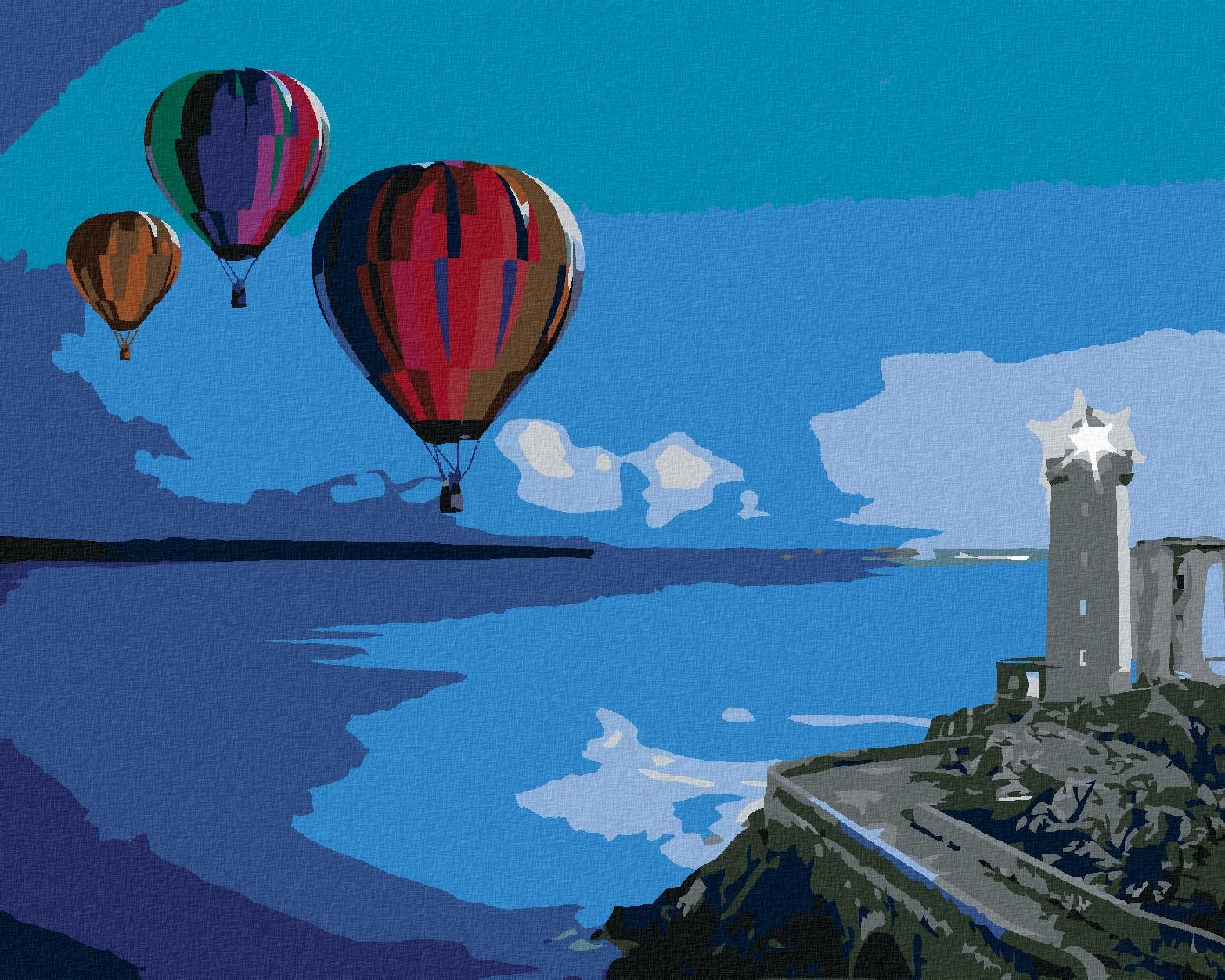 Zuty – Maľovanie Podľa Čísel – Teplovzdušné Balóny Pri Majáku, 80 × 100 cm, Plátno