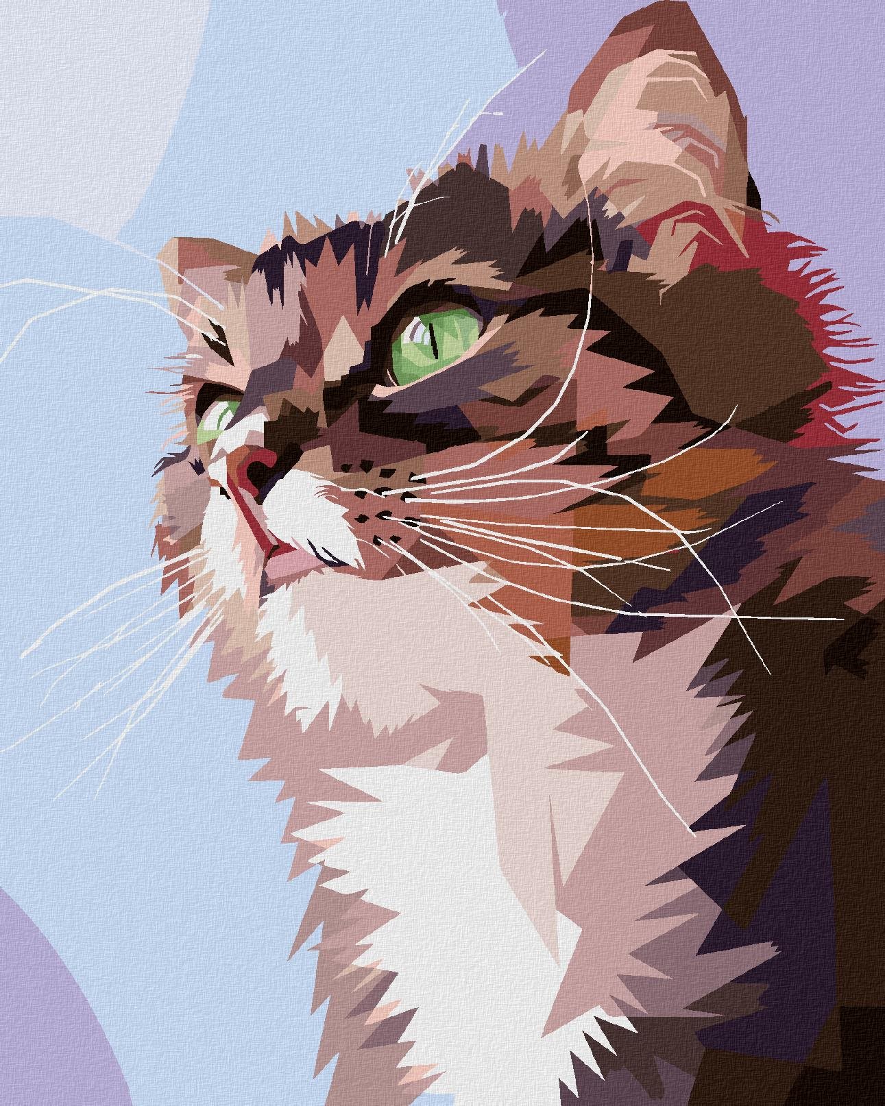 Zuty – Maľovanie Podľa Čísel – Zvedavá Mačka, 80 × 100 cm, Plátno