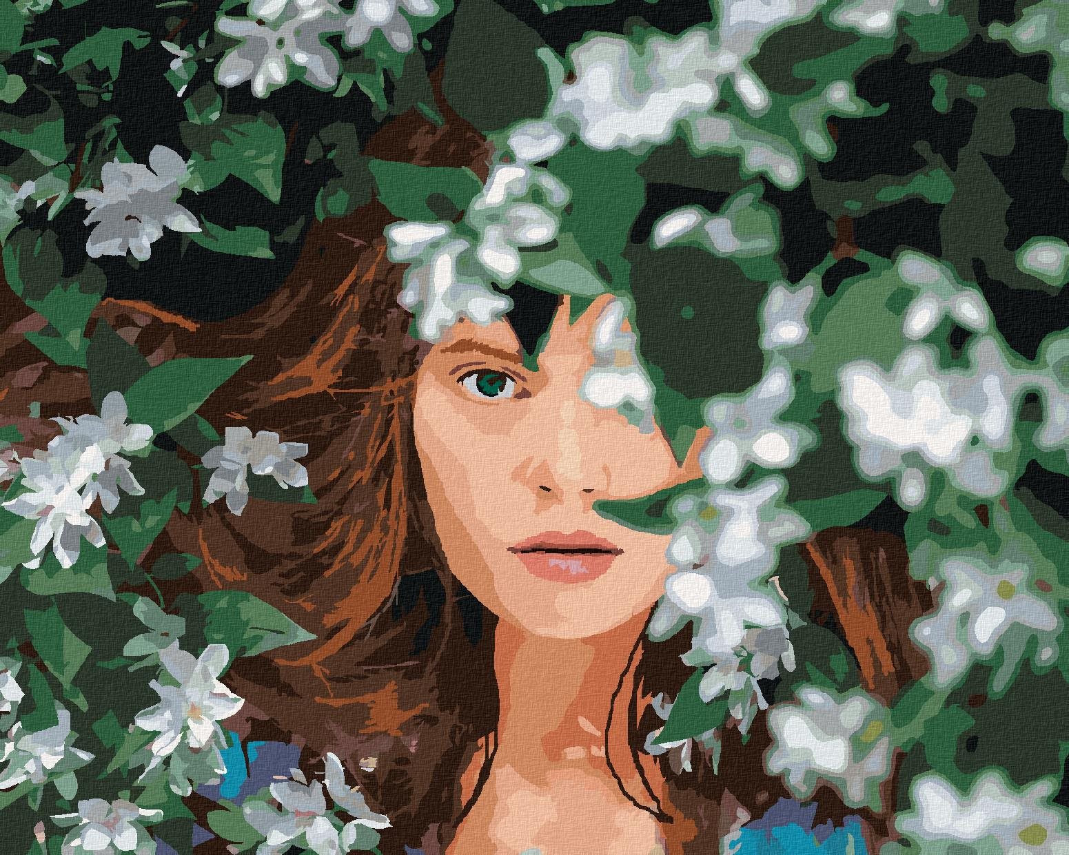 Zuty – Maľovanie Podľa Čísel – Ryšavá Žena A Biele Kvety, 80 × 100 cm, Plátno