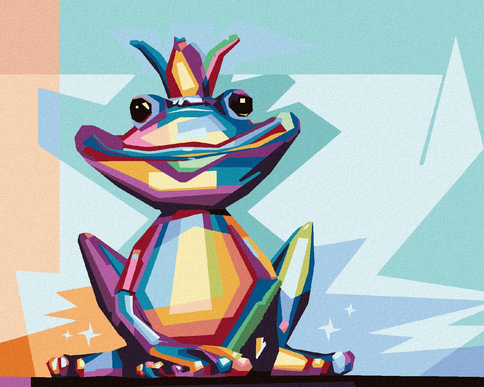 Zuty – Maľovanie Podľa Čísel – Farebná Žaba S Korunou, 40 × 50 cm, Plátno + Rám