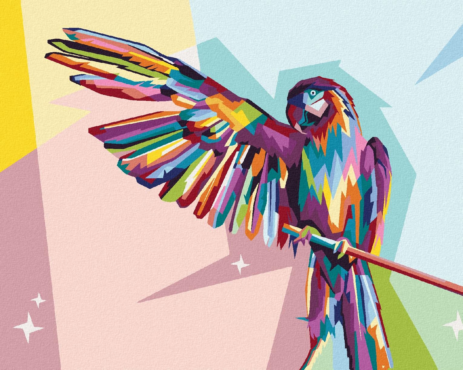 Zuty – Maľovanie Podľa Čísel – Farebný Papagáj Na Konári, 40 × 50 cm, Plátno