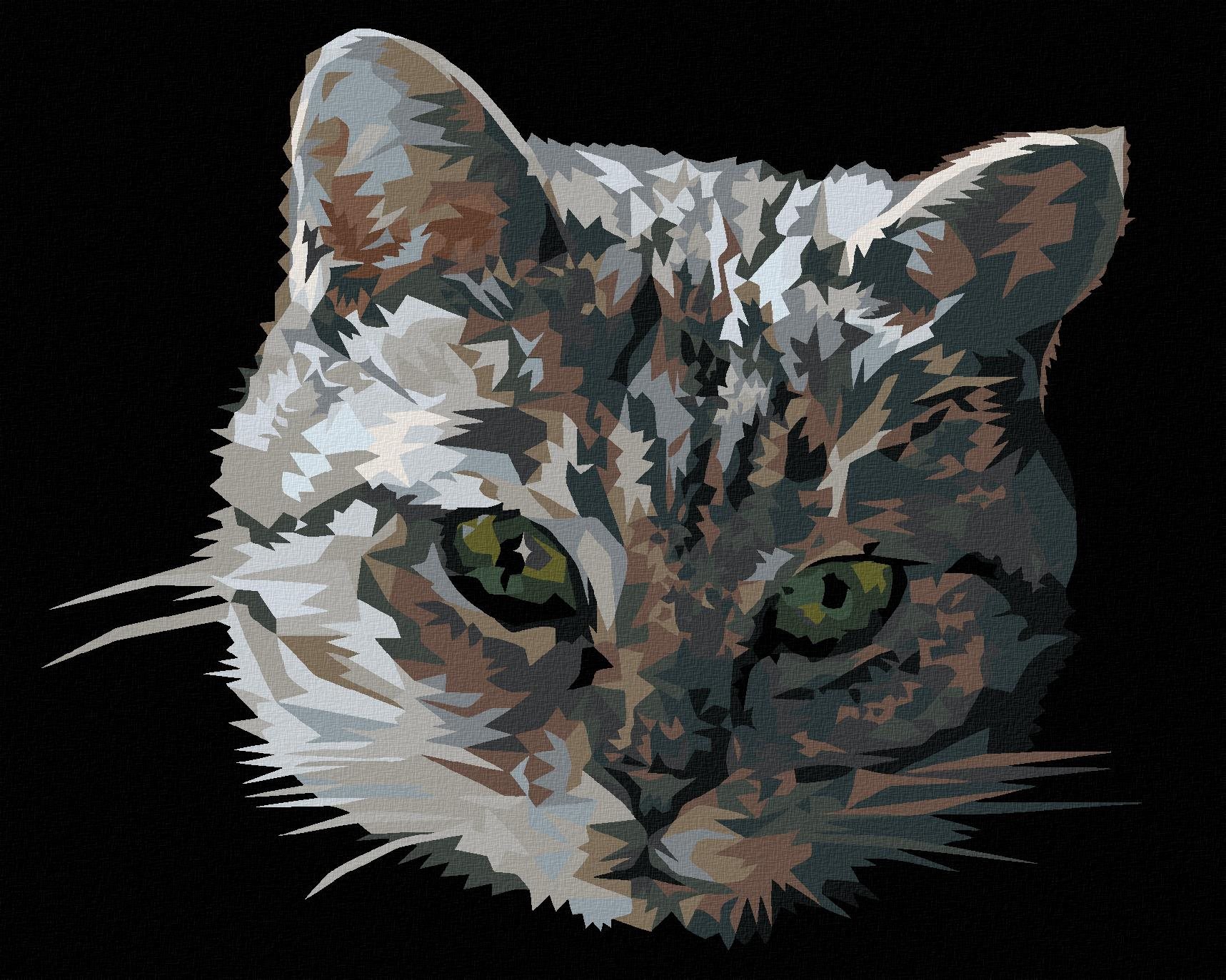 Zuty – Maľovanie Podľa Čísel – Sivá Mačka Portrét, 40 × 50 cm, Plátno