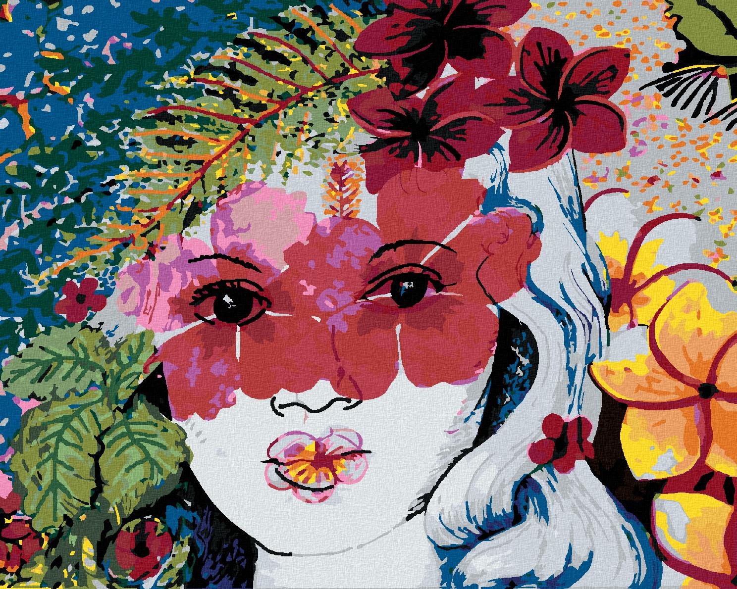 Zuty – Maľovanie Podľa Čísel – Žena A Kvetinové Oči, 40 × 50 cm, Plátno + Rám