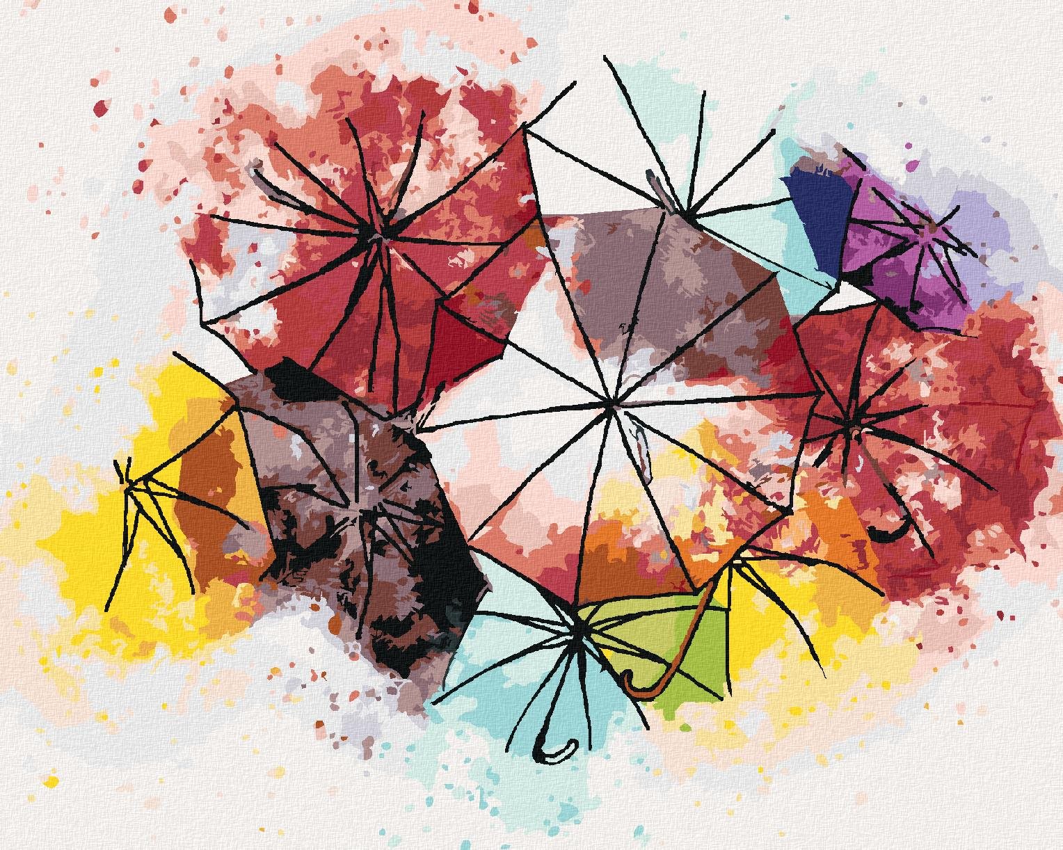 Zuty – Maľovanie Podľa Čísel – Farebné Dáždniky, 40 × 50 cm, Plátno + Rám