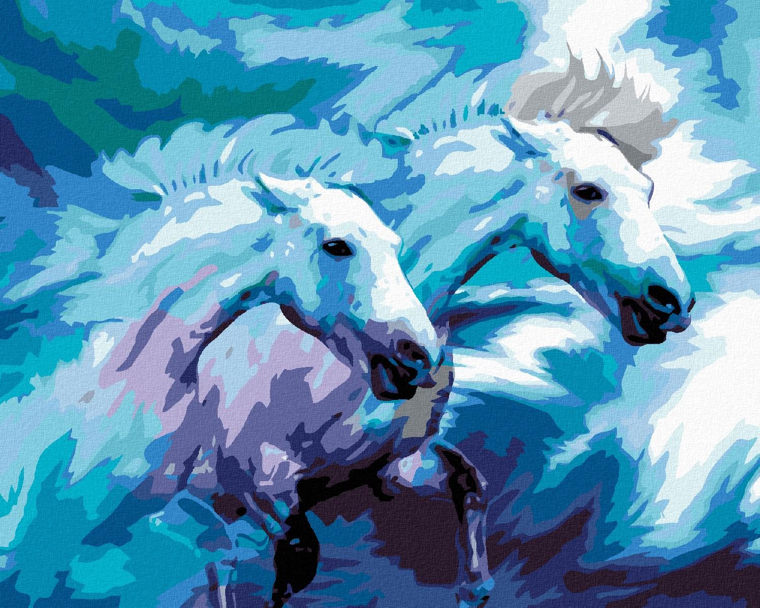 Zuty – Maľovanie Podľa Čísel – Dva Kone V Modrej, 80 × 100 cm, Plátno