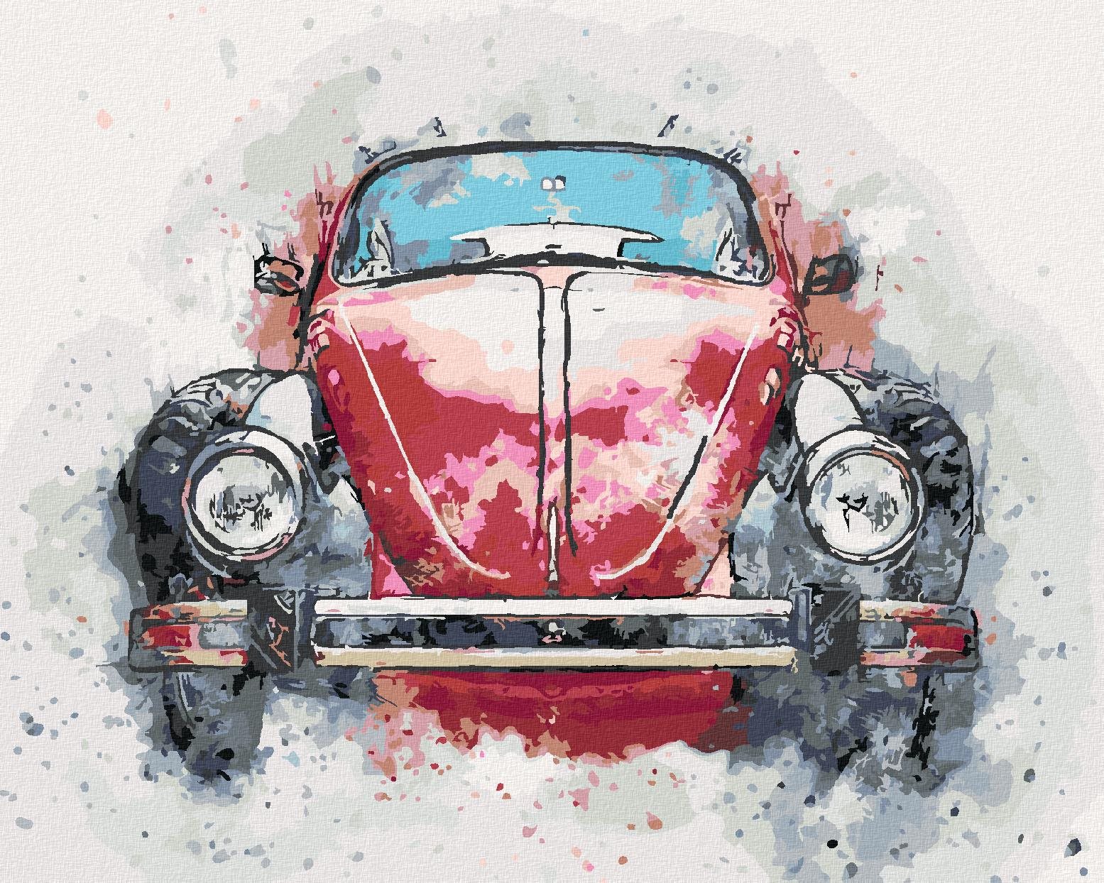 Zuty – Maľovanie Podľa Čísel – Staré Červené Auto, 80 × 100 cm, Plátno