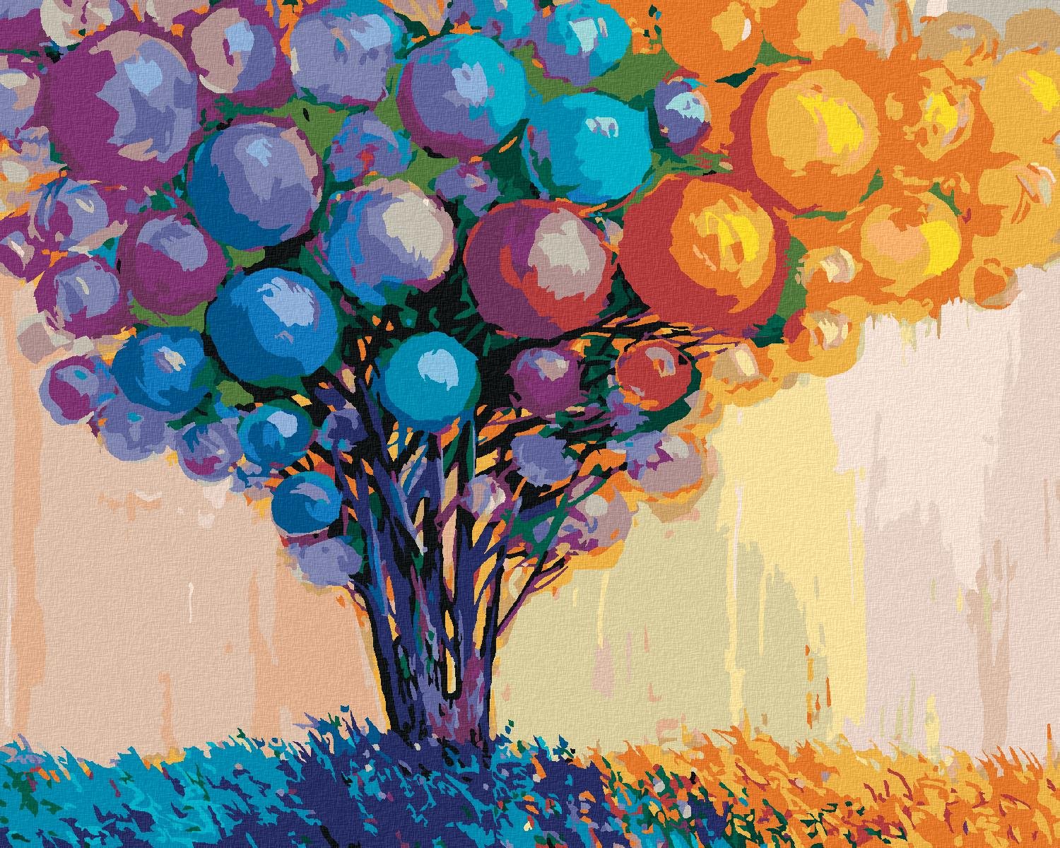 Zuty – Maľovanie Podľa Čísel – Strom Ozdobený Loptičkami, 80 × 100 cm, Plátno + Rám