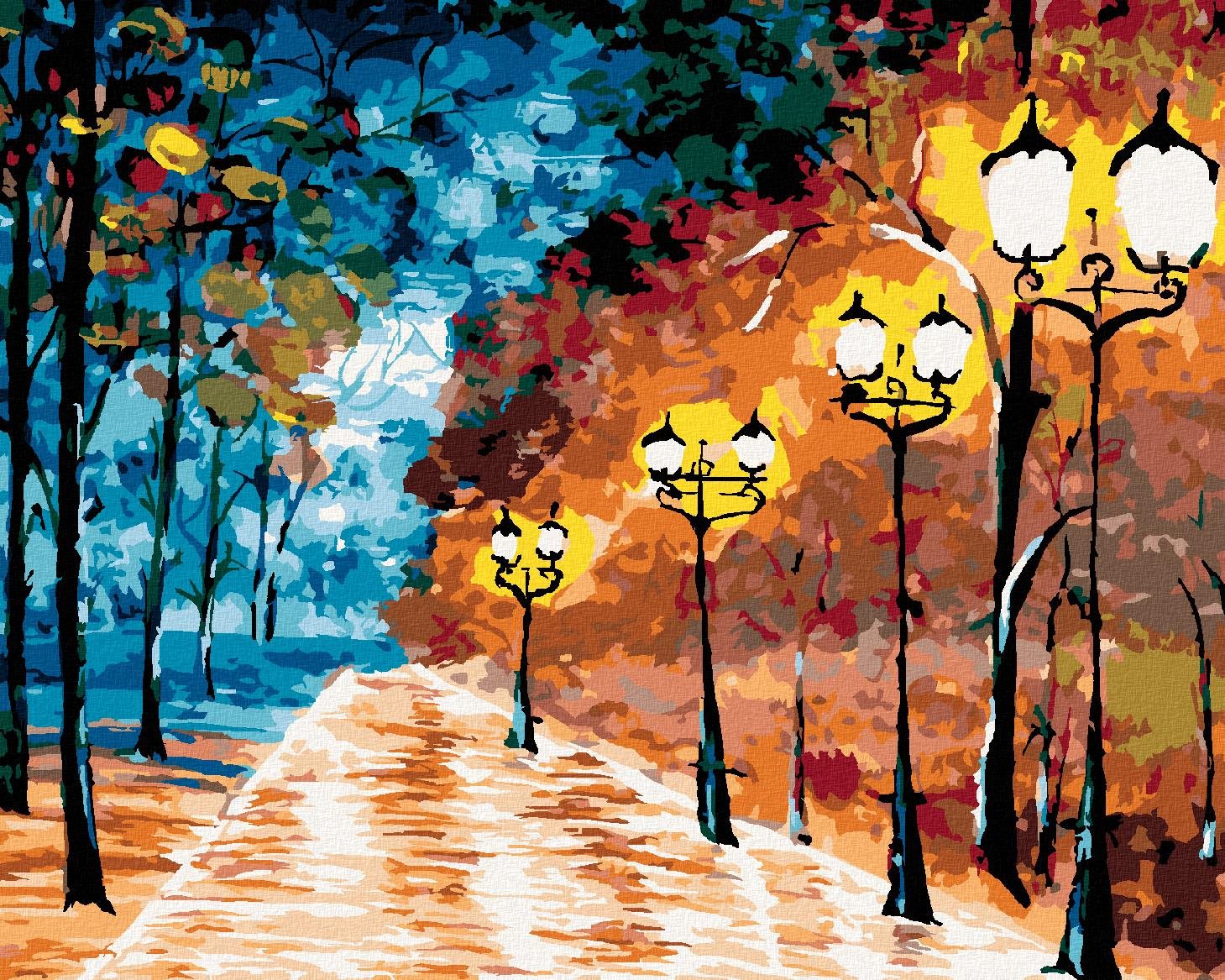 Zuty – Maľovanie Podľa Čísel – Osamelý Osvetlený Park, 80 × 100 cm, Plátno