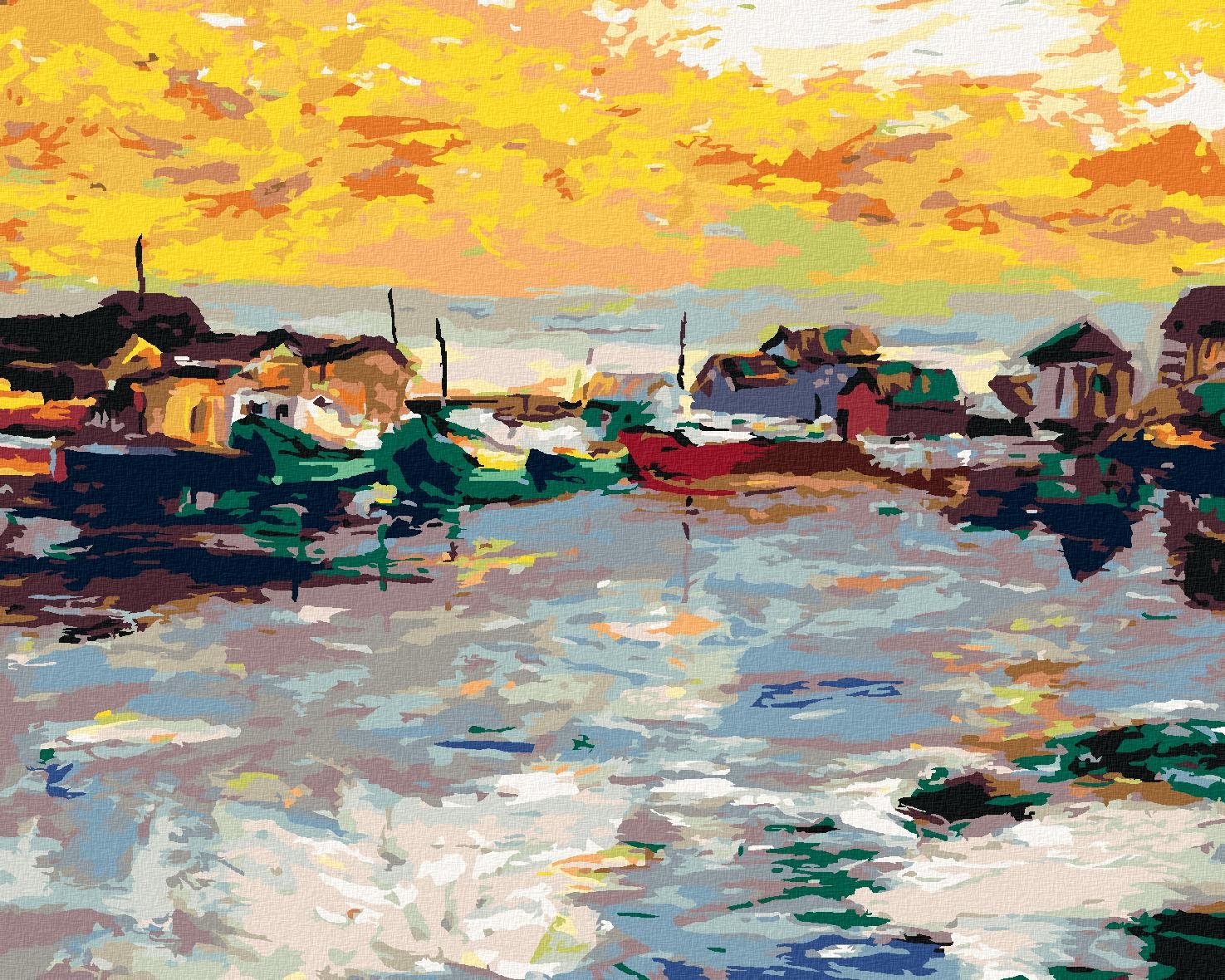 Zuty – Maľovanie Podľa Čísel – Rybárska Dedinka, 40 × 50 cm, Plátno
