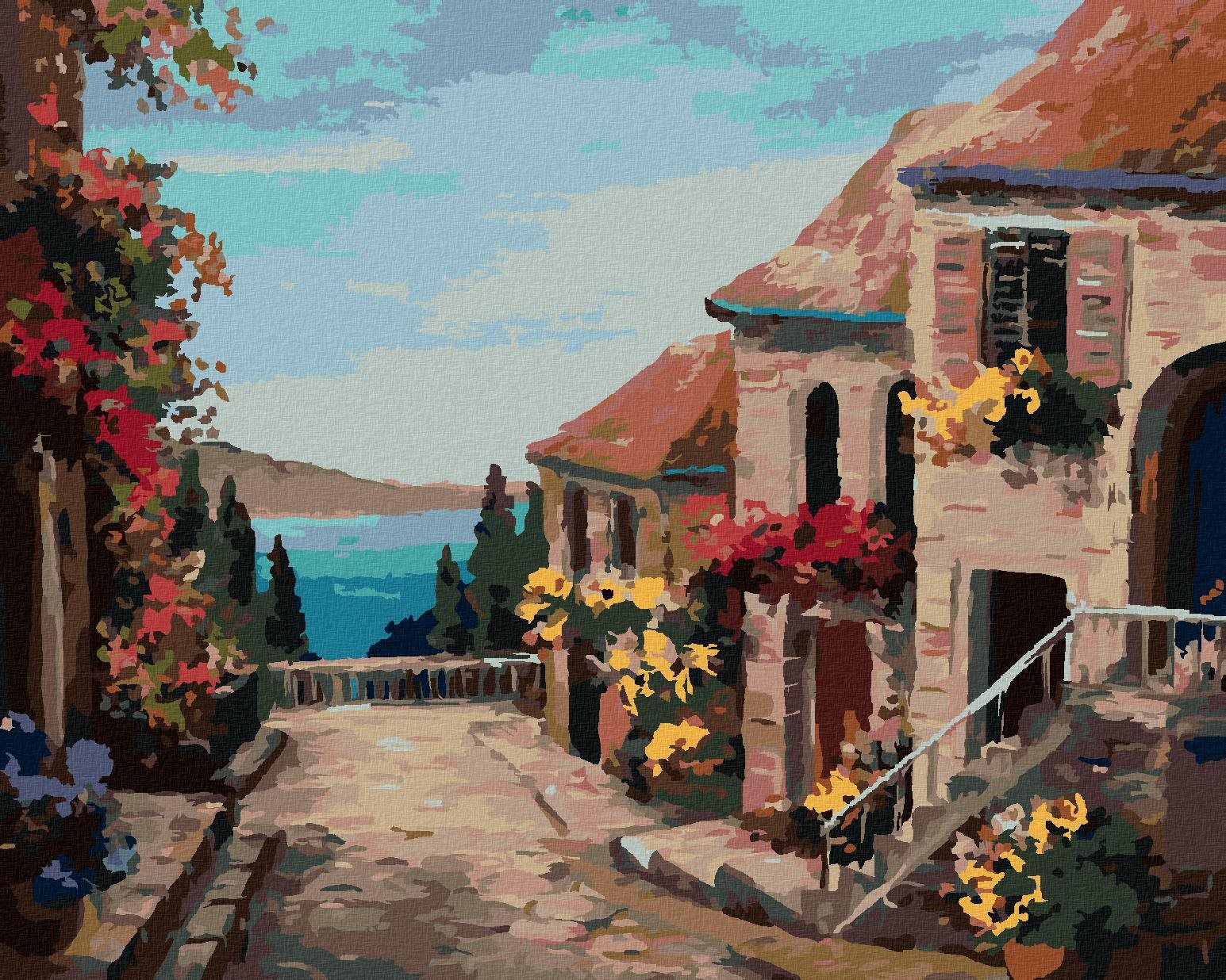 Zuty – Maľovanie Podľa Čísel – Domy Blízko Mora, 80 × 100 cm, Plátno
