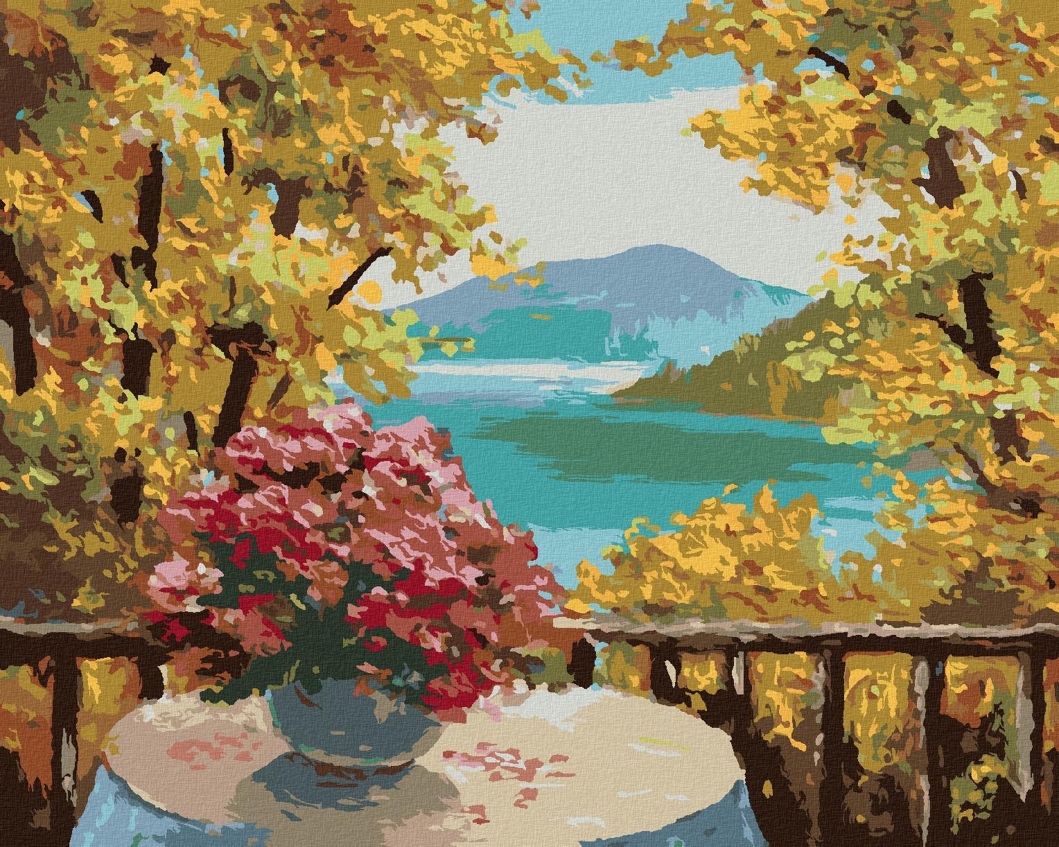 Zuty – Maľovanie Podľa Čísel – Horské Jazero A Jesenný Les, 80 × 100 cm, Plátno