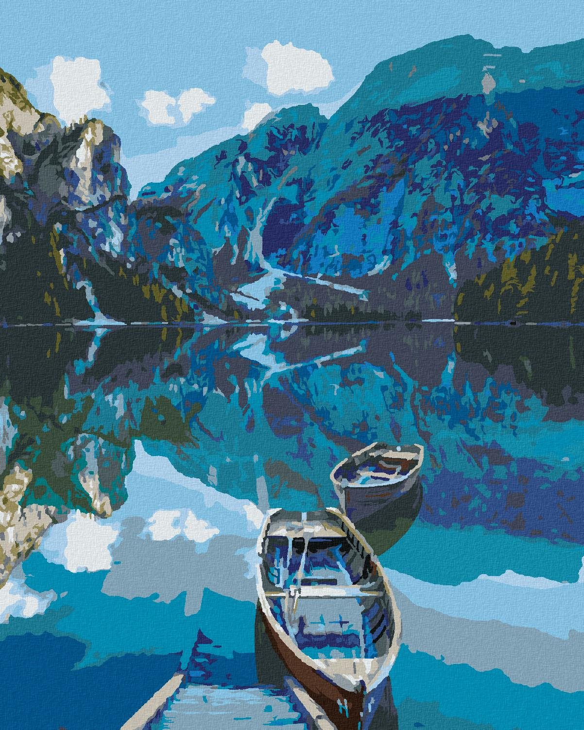 Zuty – Maľovanie Podľa Čísel – Dve Drevené Loďky Na Jazere, 40 × 50 cm, Plátno