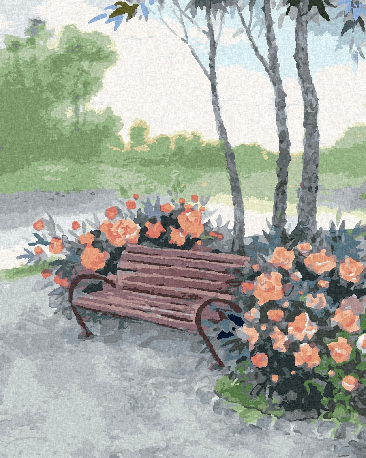 Zuty – Maľovanie Podľa Čísel – Lavička V Lese Pri Rieke, 40 × 50 cm, Plátno + Rám