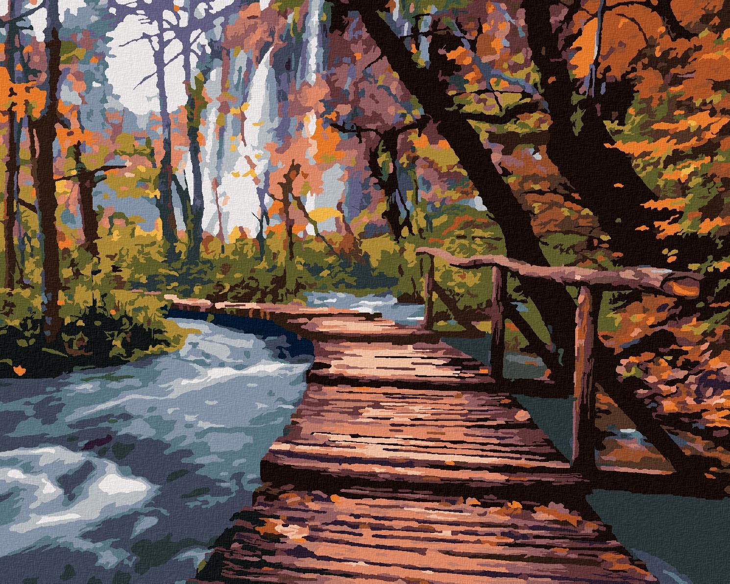 Zuty – Maľovanie Podľa Čísel – Drevená Promenáda V Parku, 40 × 50 cm, Plátno + Rám