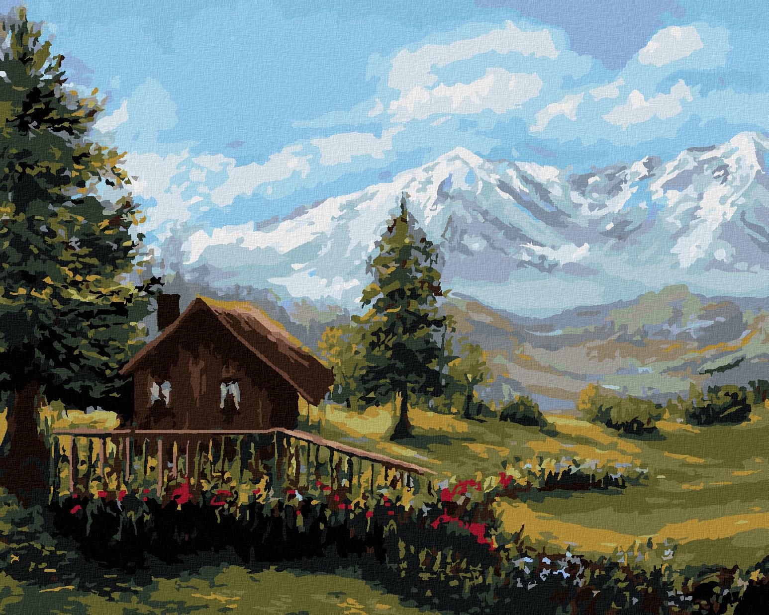 Zuty – Maľovanie Podľa Čísel – Chata V Horskej Krajine, 40 × 50 cm, Plátno