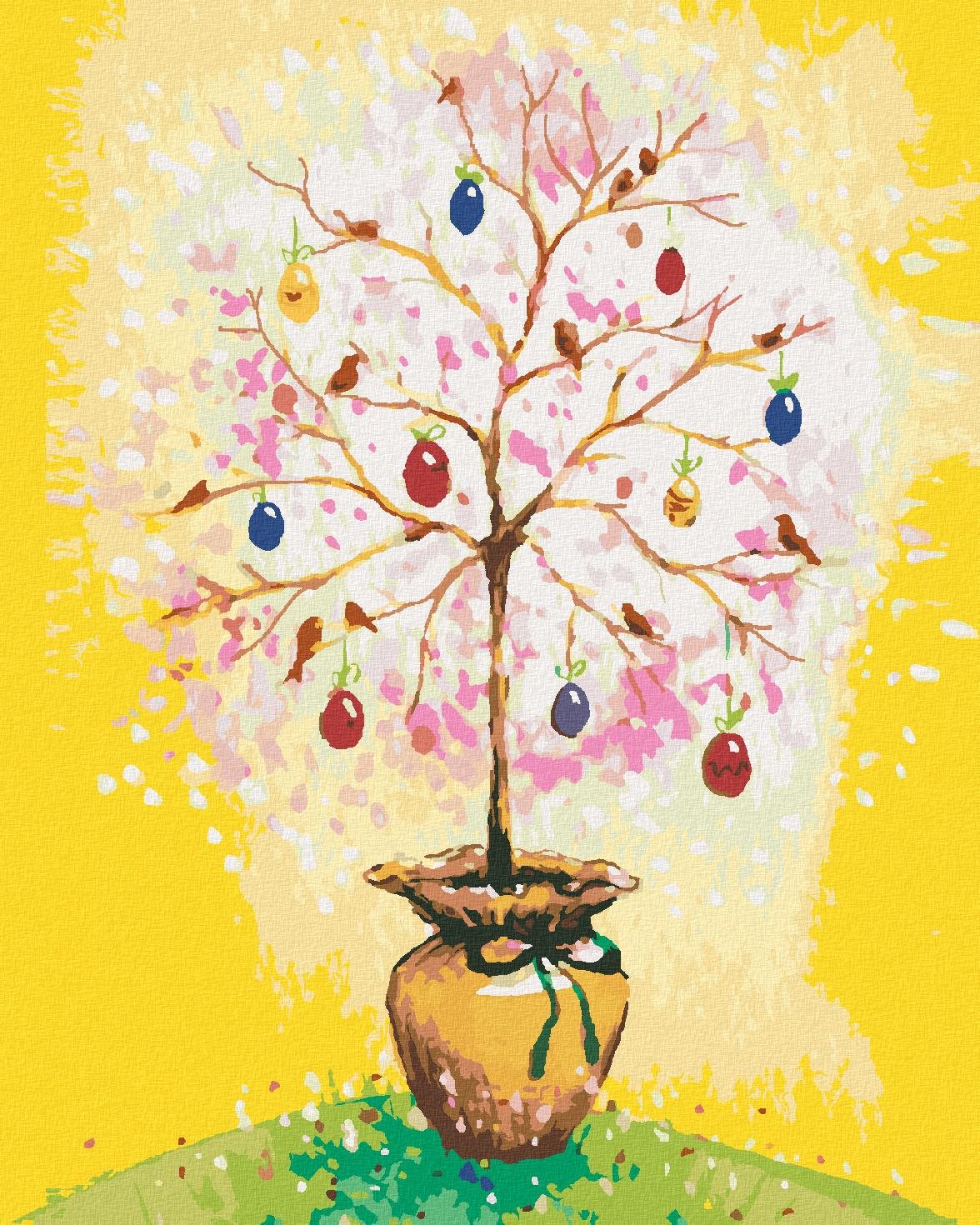 Zuty – Maľovanie Podľa Čísel – Veľkonočný Strom S Vajíčkami, 40 × 50 cm, Plátno