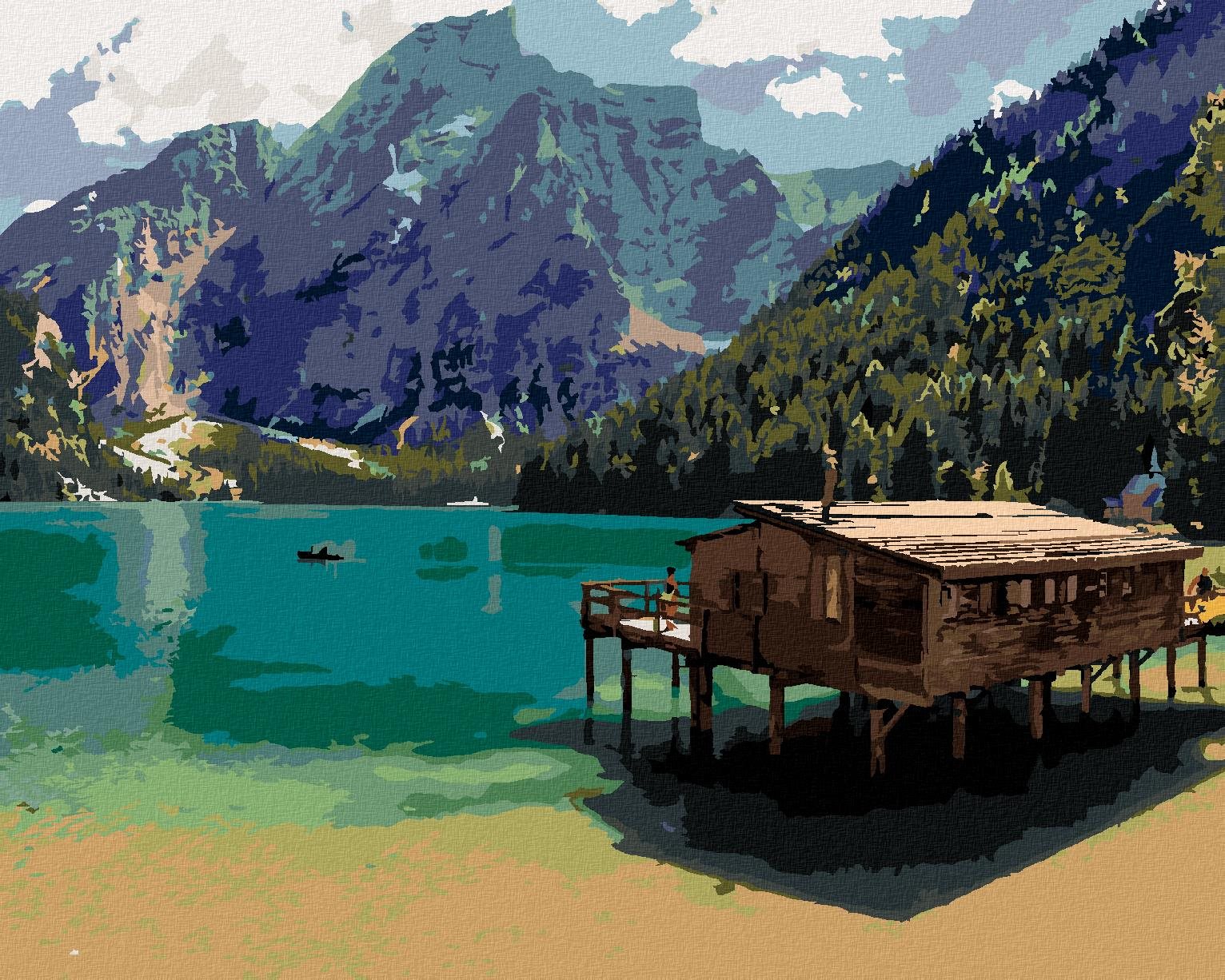 Zuty – Maľovanie Podľa Čísel – Jazerná Krajina V Lago Di Braies, 80 × 100 cm, Plátno + Rám