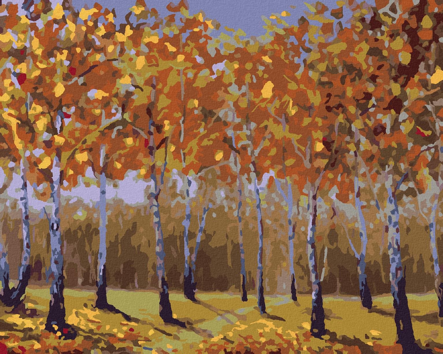 Zuty – Maľovanie Podľa Čísel – Jesenné Brezy, 40 × 50 cm, Plátno + Rám