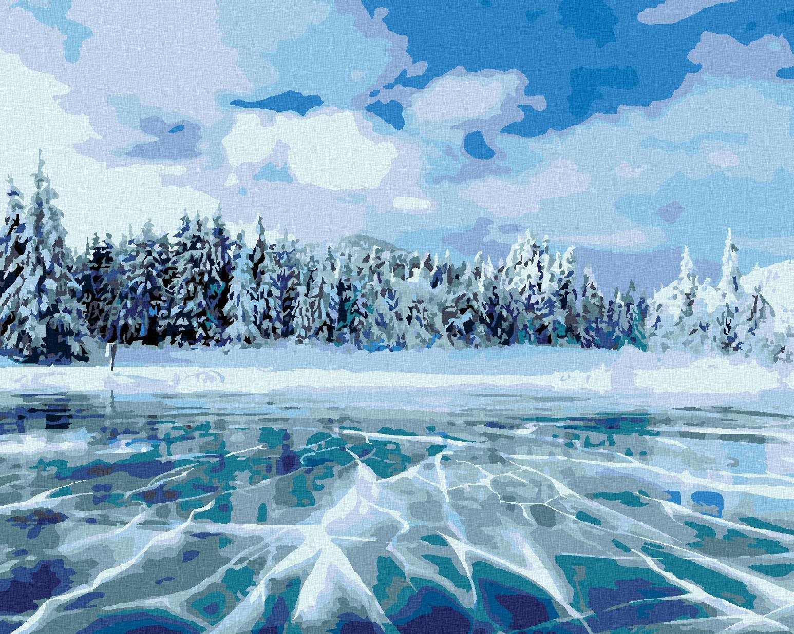Zuty – Maľovanie Podľa Čísel – Zamrznuté Jazero V Horách, 40 × 50 cm, Plátno