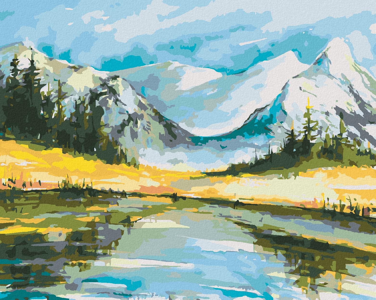 Zuty – Maľovanie Podľa Čísel – Zasnežené Hory S Jazerom, 80 × 100 cm, Plátno + Rám
