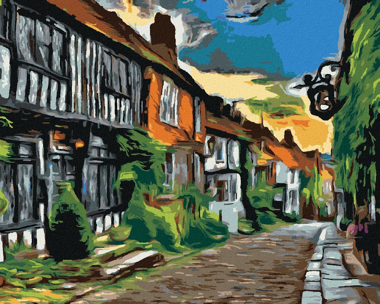 Zuty – Maľovanie Podľa Čísel – Ulička Vo Východnom Sussexe, 40 × 50 cm, Plátno + Rám