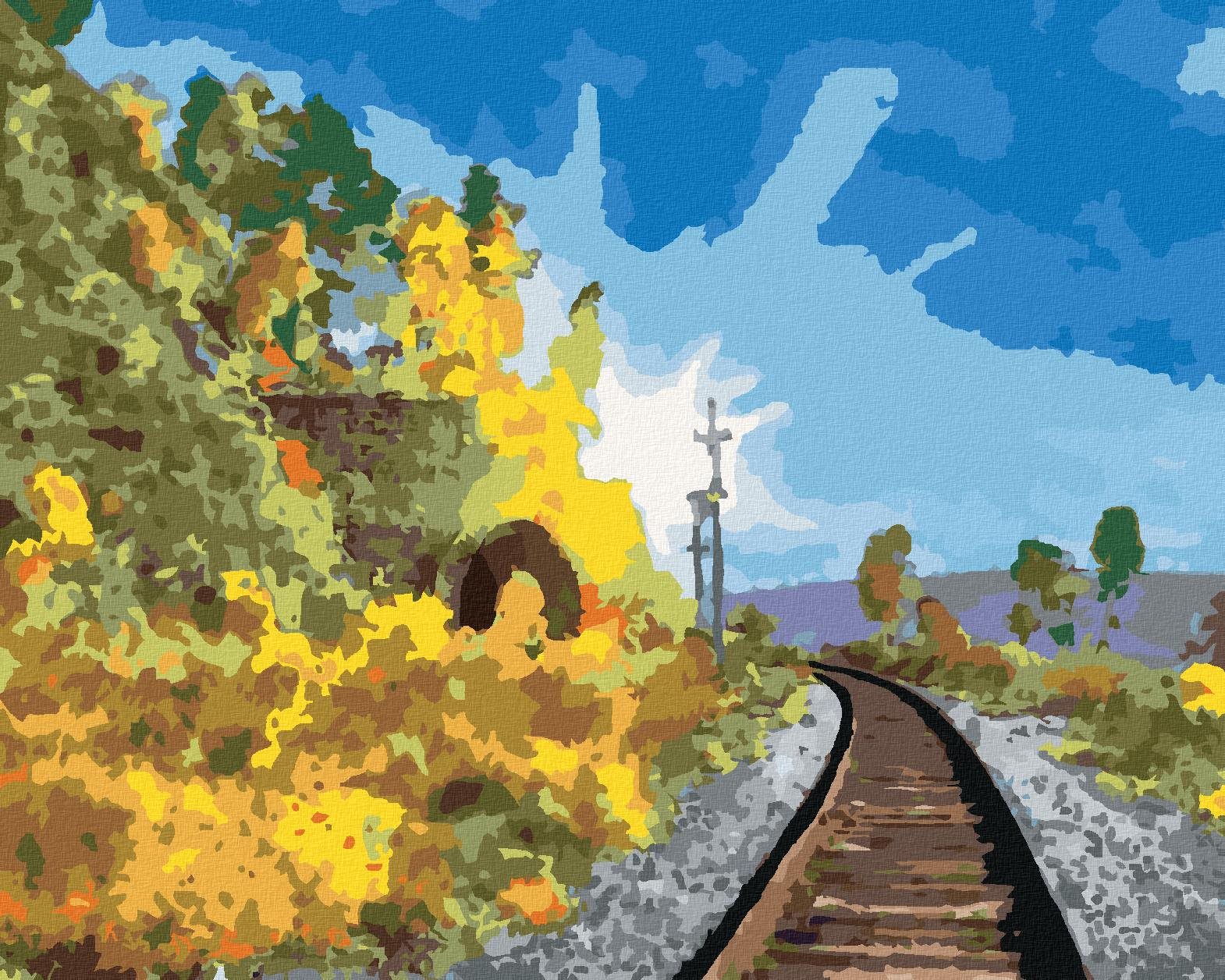 Zuty – Maľovanie Podľa Čísel – Letná Krajina So Železnicou, 40 × 50 cm, Plátno + Rám