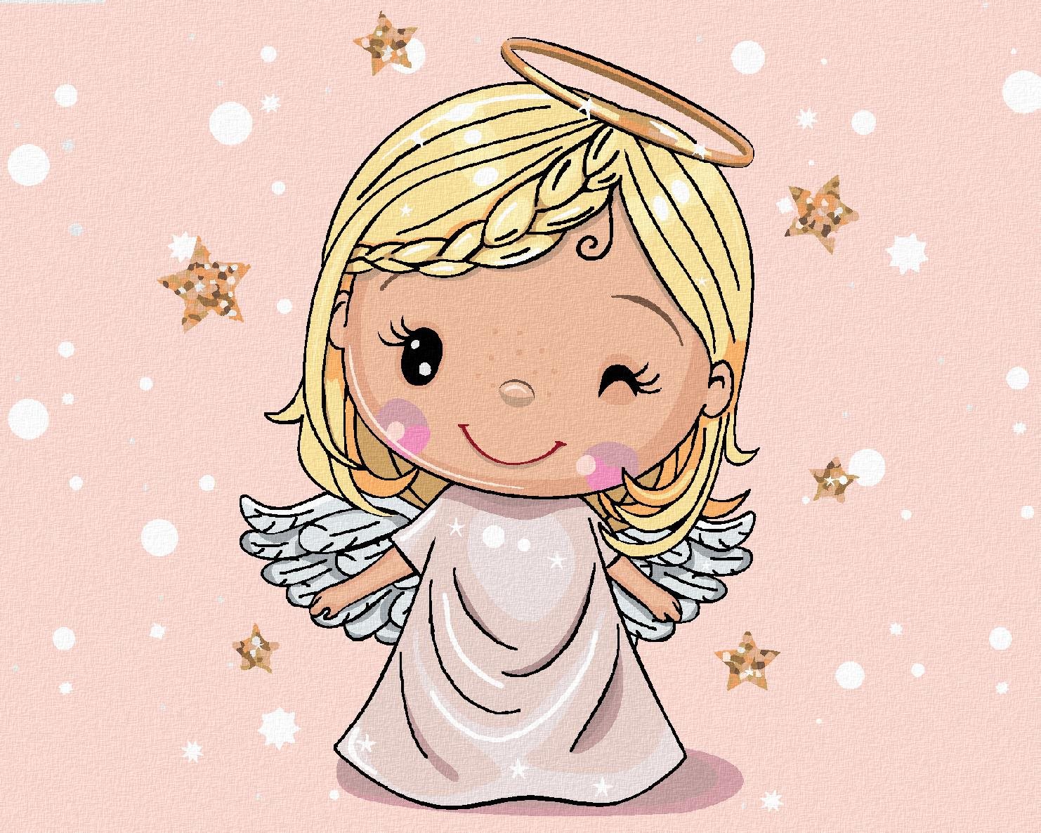 Zuty – Maľovanie Podľa Čísel – Roztomilý Blond Anjel, 80 × 100 cm, Plátno