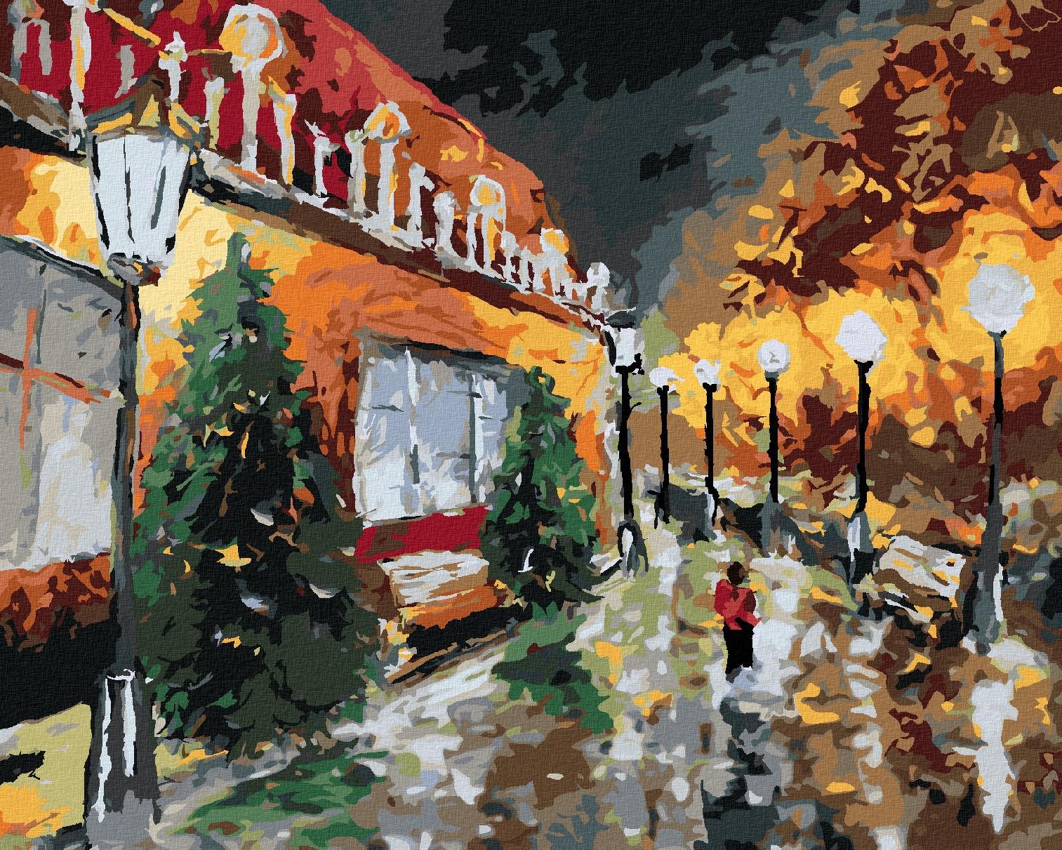 Zuty – Maľovanie Podľa Čísel – Nočné Mesto A Svietiace Lampy, 80 × 100 cm, Plátno + Rám