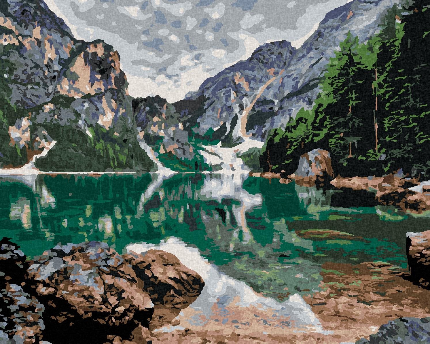 Zuty – Maľovanie Podľa Čísel – Jazero V Horách, 80 × 100 cm, Plátno