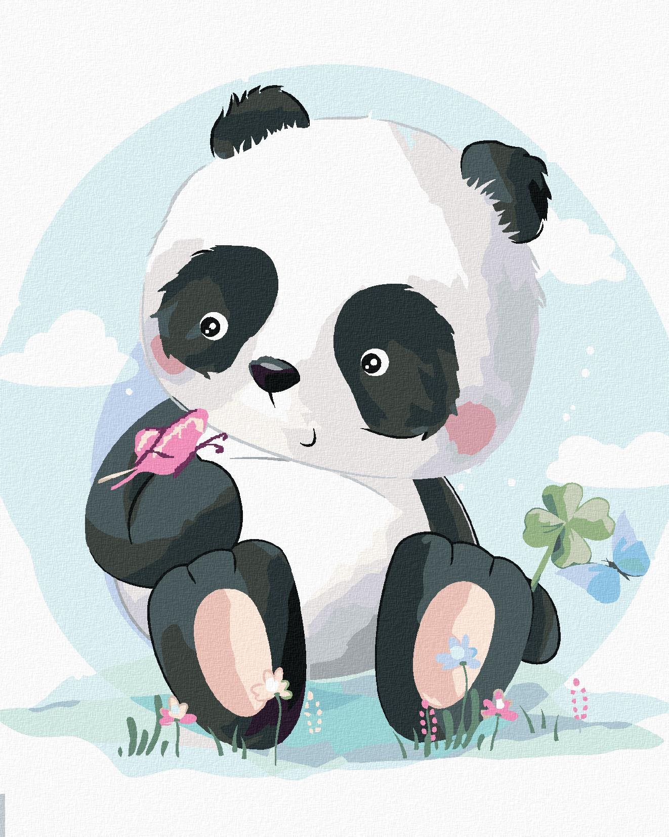 Zuty – Maľovanie Podľa Čísel – Panda S Motýlikom, 40 × 50 cm, Plátno