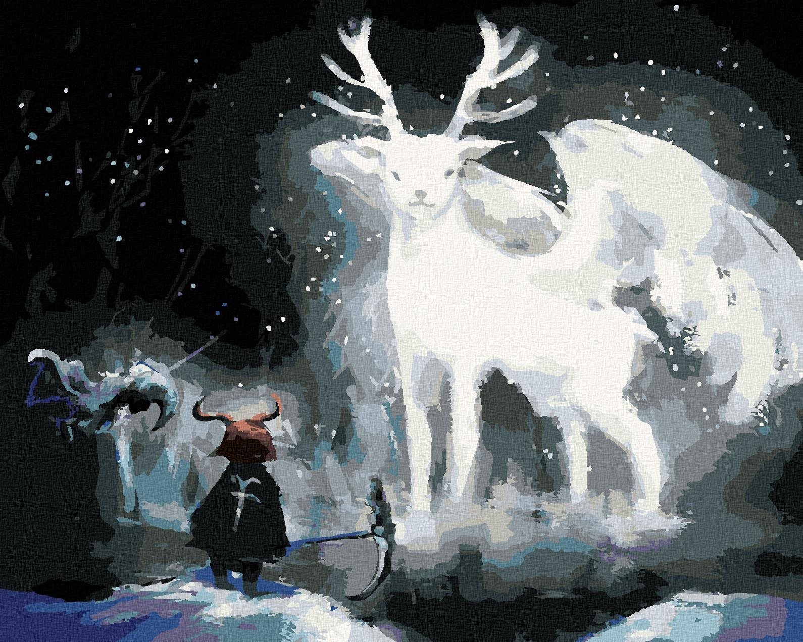 Zuty – Maľovanie Podľa Čísel – Magický Biely Jeleň V Lese, 40 × 50 cm, Plátno + Rám
